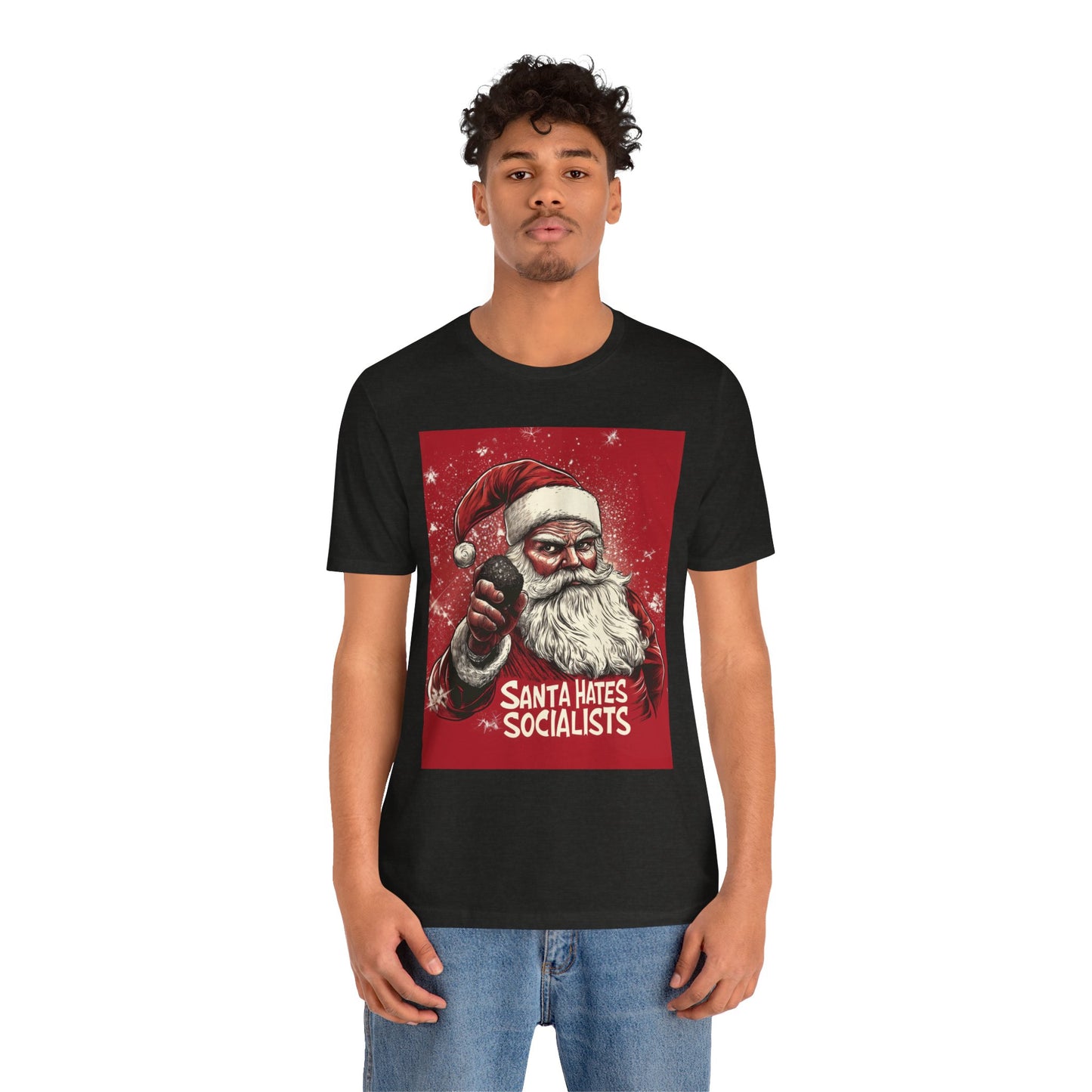 Santa Hates Socialists Unisex Jersey Short Sleeve Tee