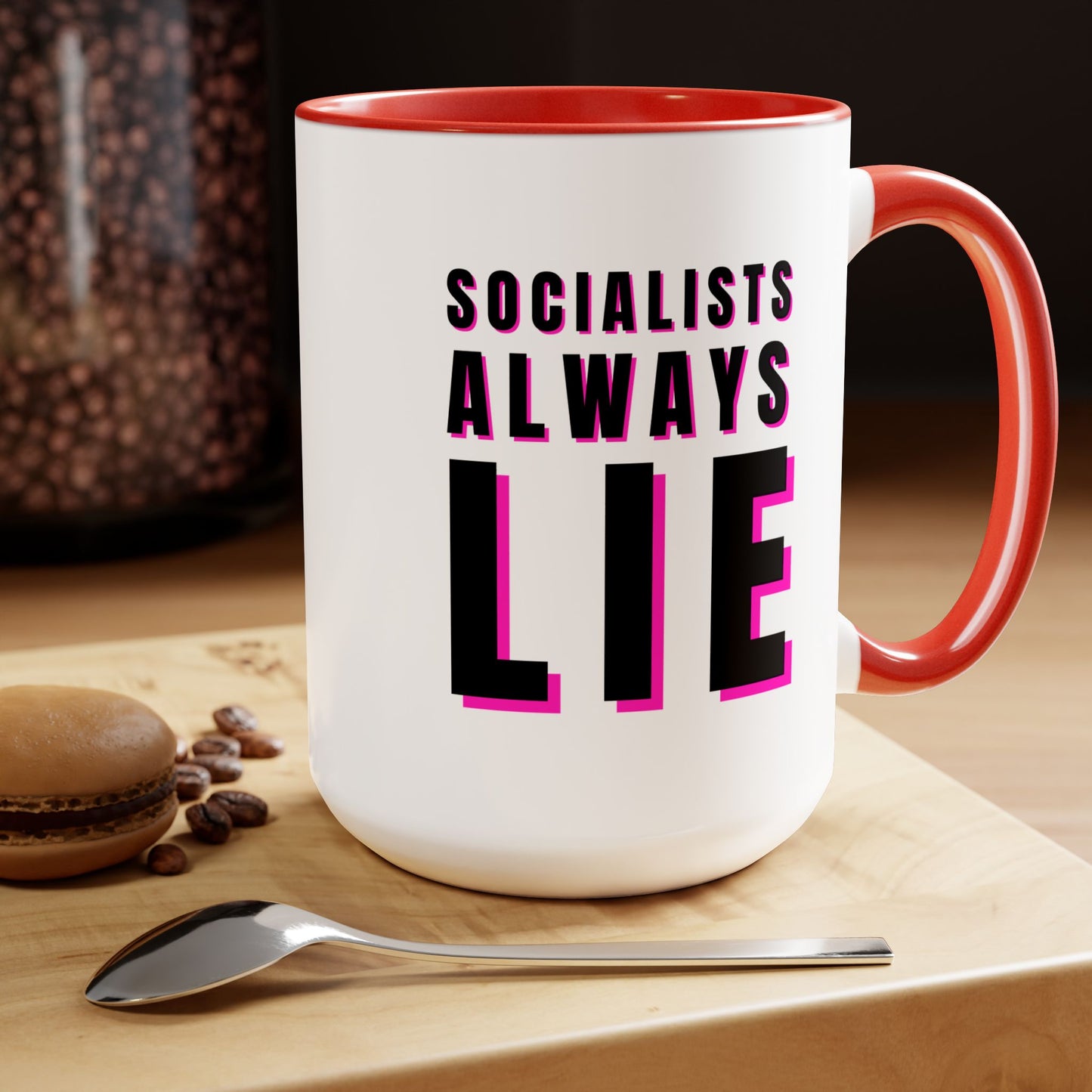 Socialists Always Lie Two-Tone Coffee Mugs, 15oz