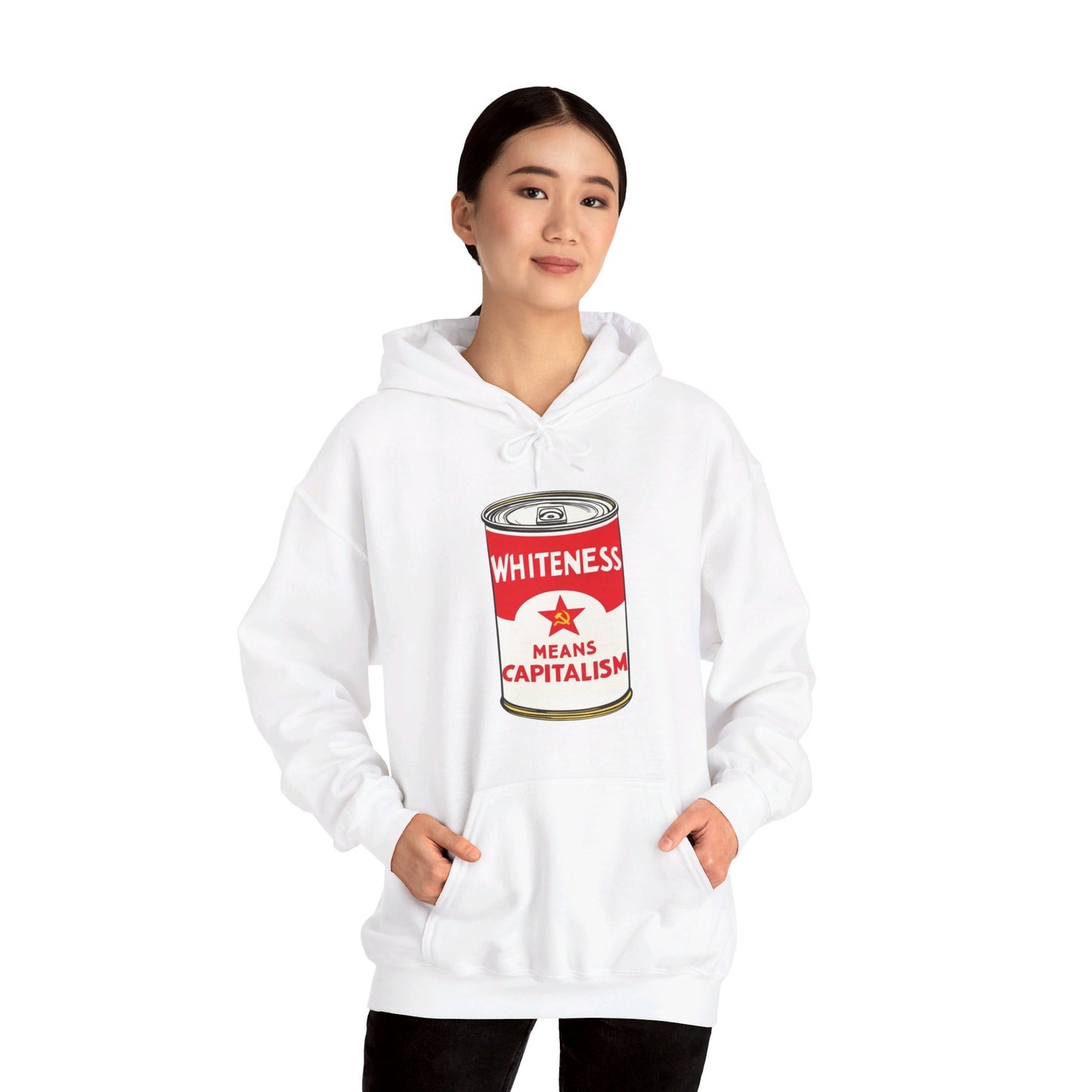 Whiteness Means Capitalism Soup Can Unisex Heavy Blend™ Hooded Sweatshirt