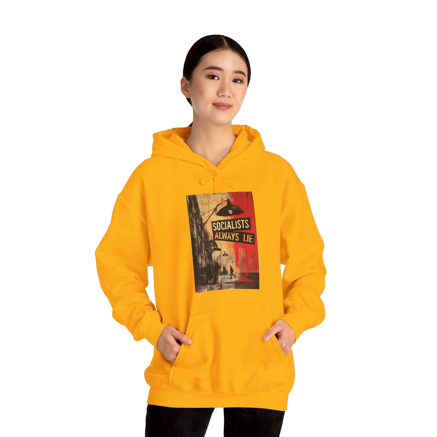 Socialists Always Lie - City Scene, Unisex Heavy Blend™ Hooded Sweatshirt