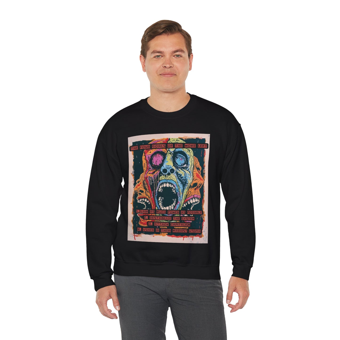 The Four Goals of the Woke Left Artisan Series Unisex Heavy Blend™ Crewneck Sweatshirt