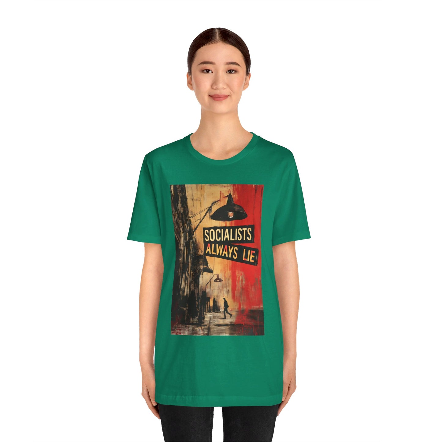 Socialists Always Lie - City Scene, Unisex Jersey Short Sleeve Tee