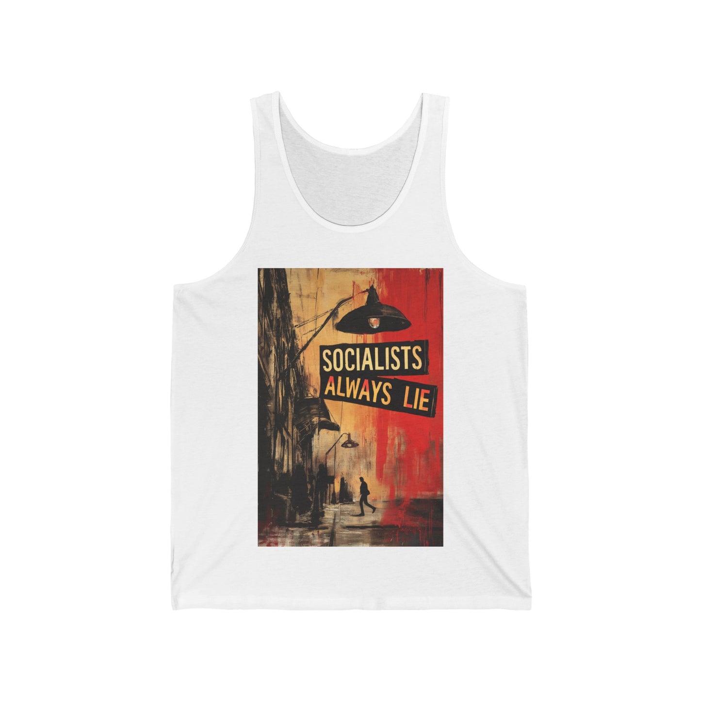 Socialists Always Lie - City Scene, Unisex Jersey Tank