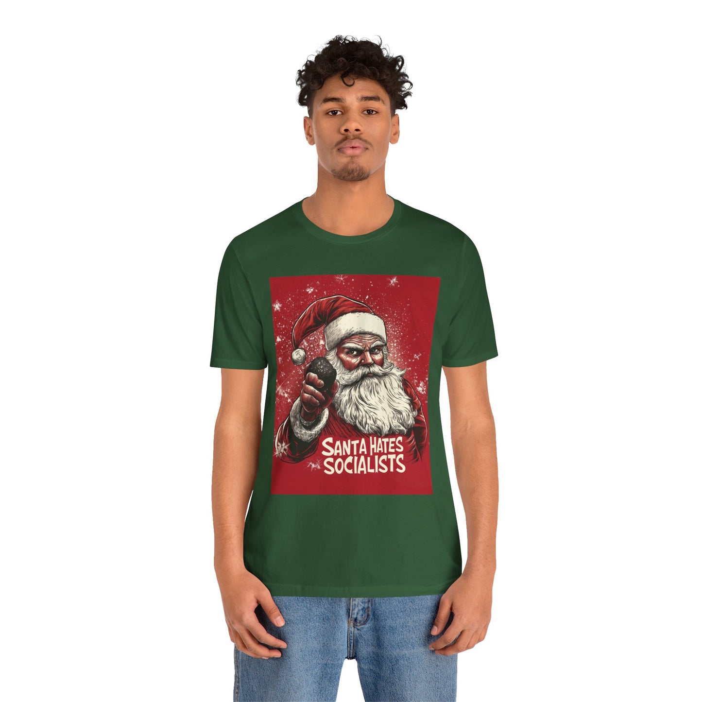 Santa Hates Socialists Unisex Jersey Short Sleeve Tee