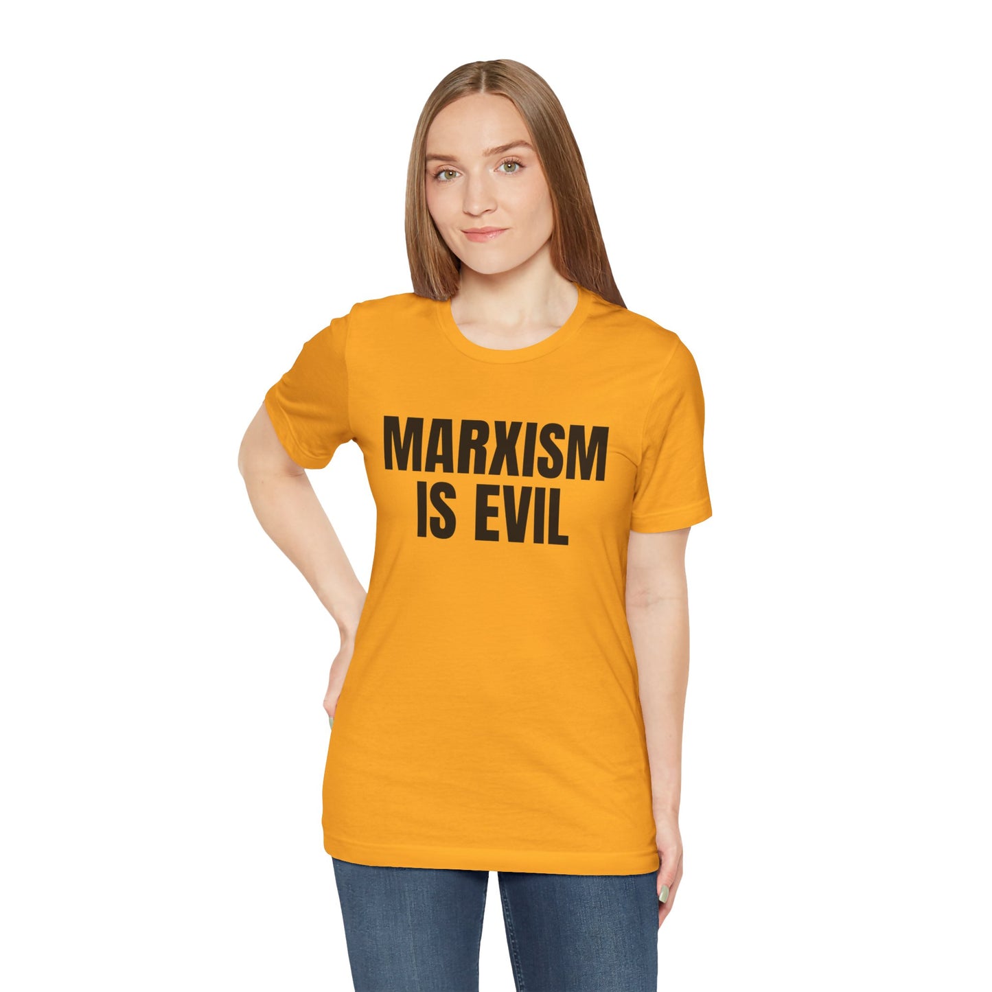 Marxism Is Evil (White/Black Font) Unisex Jersey Short Sleeve Tee