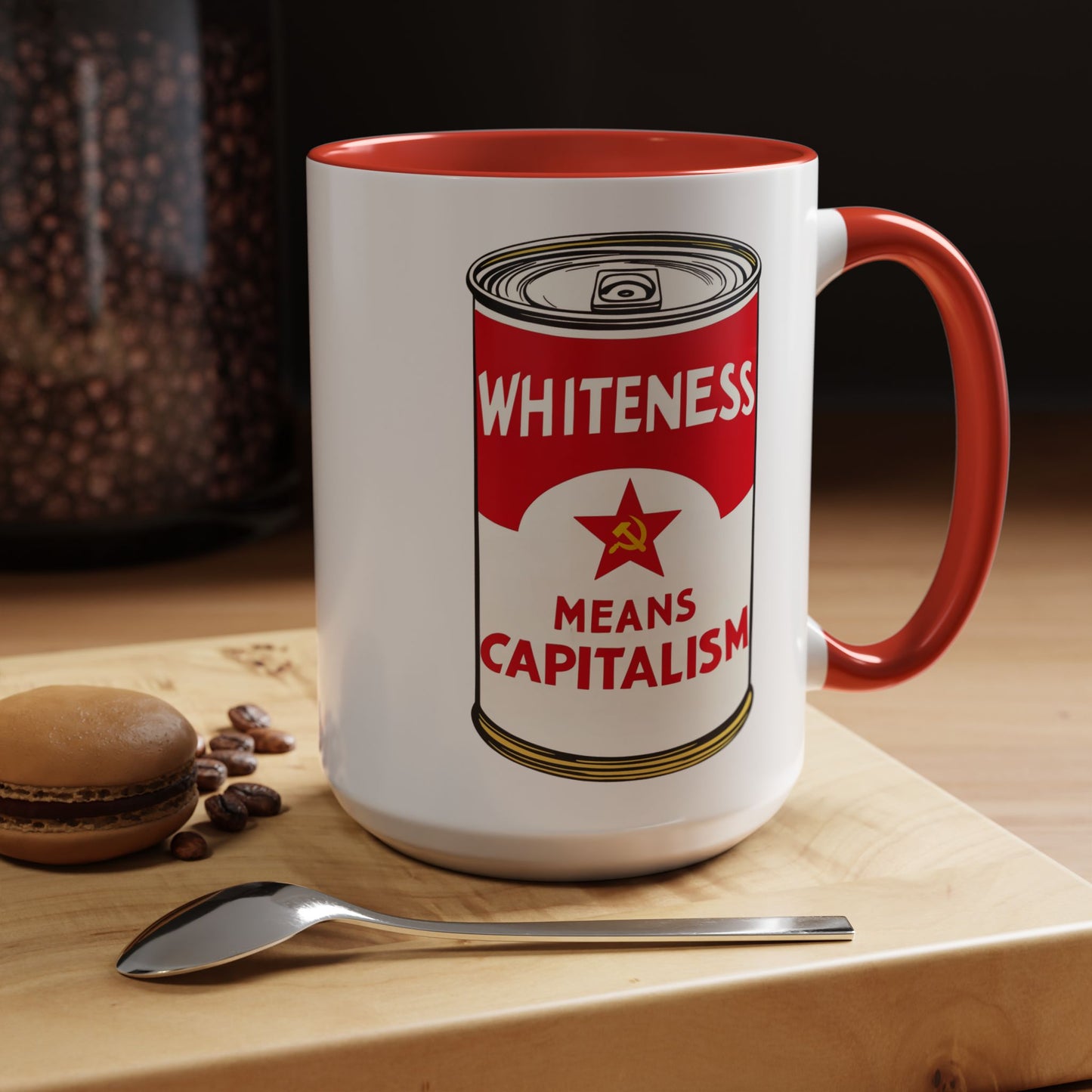 Whiteness Means Capitalism Soup Can Accent Coffee Mug (11 or 15oz)