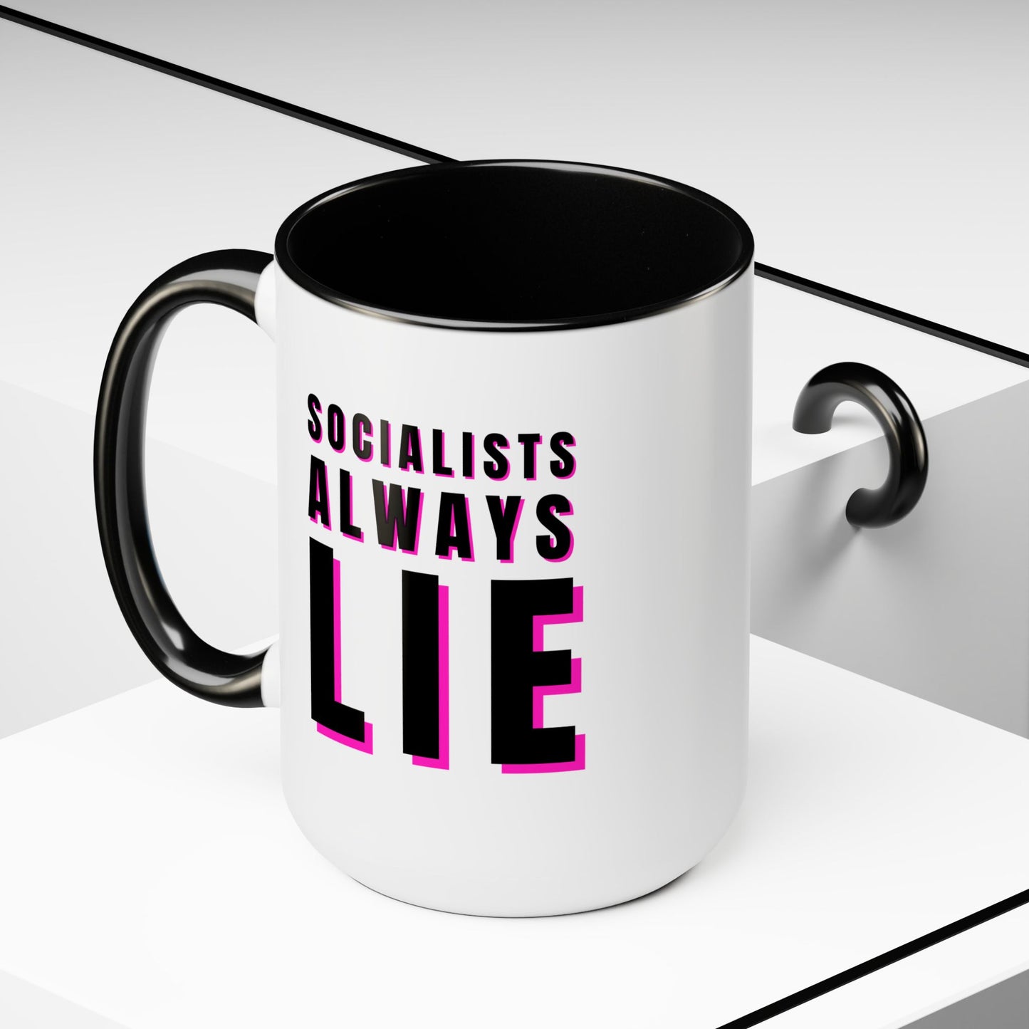 Socialists Always Lie Two-Tone Coffee Mugs, 15oz