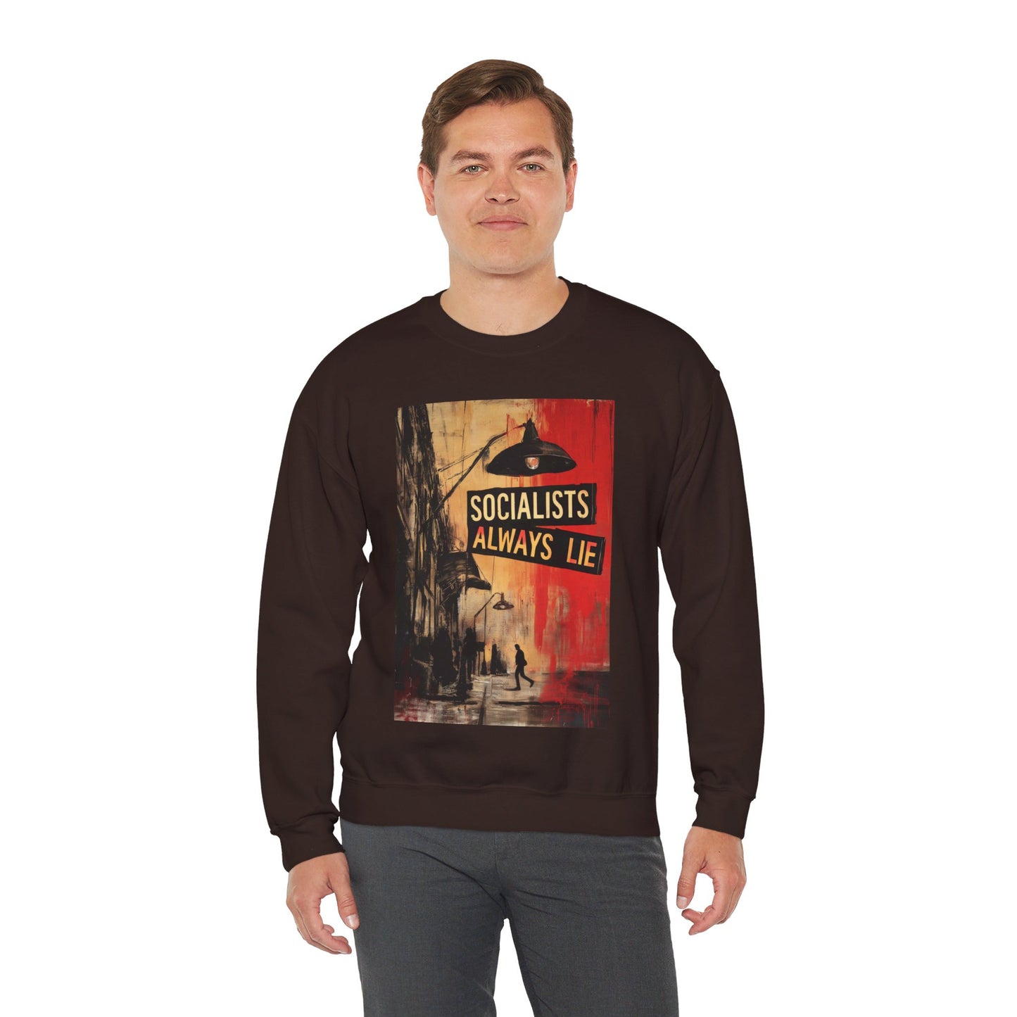 Socialists Always Lie - City Scene, Unisex Heavy Blend™ Crewneck Sweatshirt