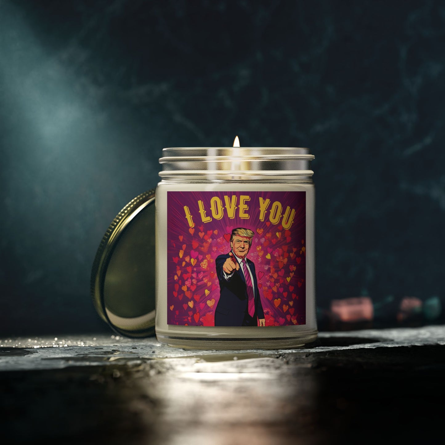 Donald Trump 'I Love You' Valentine's Day Scented Candles, Coconut Apricot Wax (4oz, 9oz)