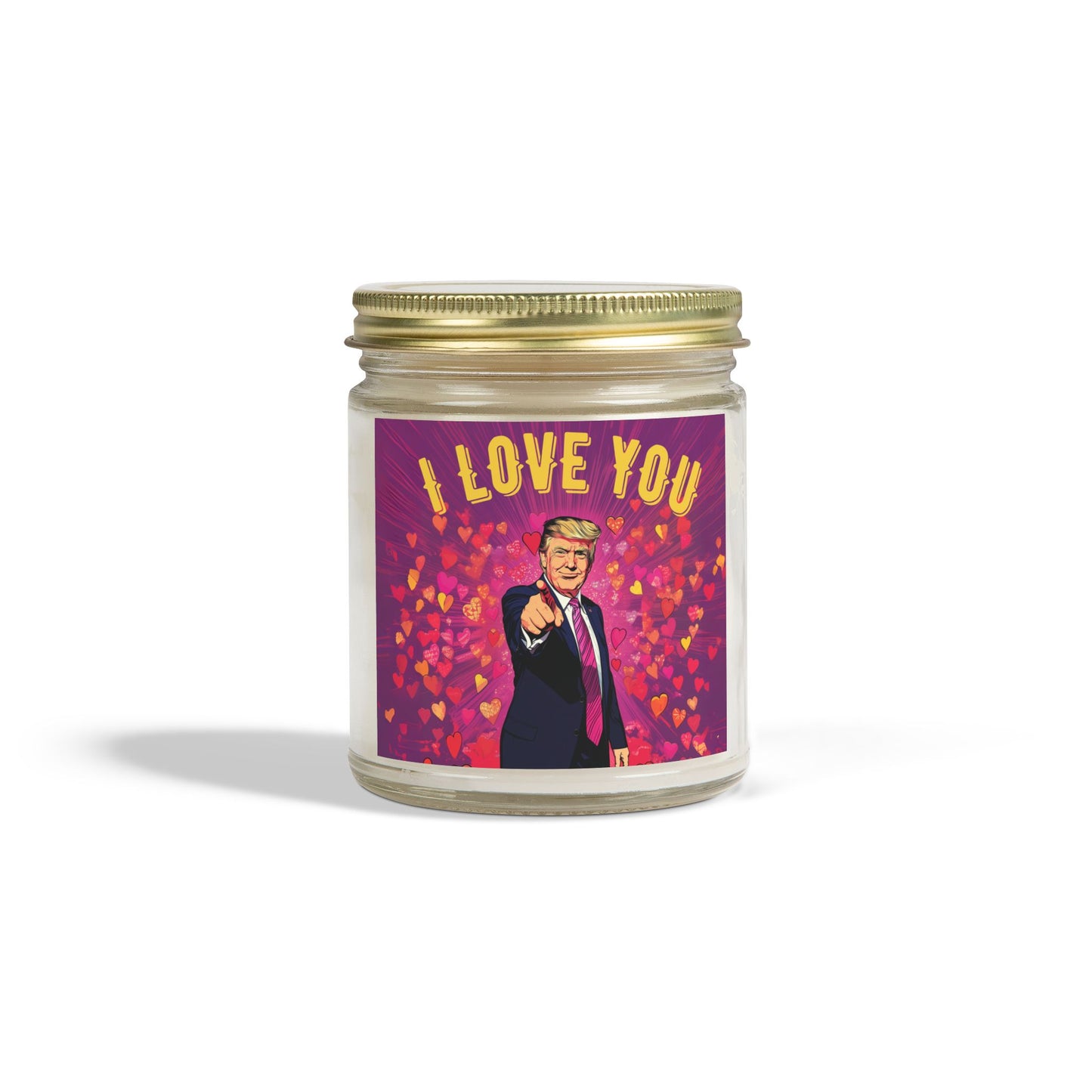 Donald Trump 'I Love You' Valentine's Day Scented Candles, Coconut Apricot Wax (4oz, 9oz)