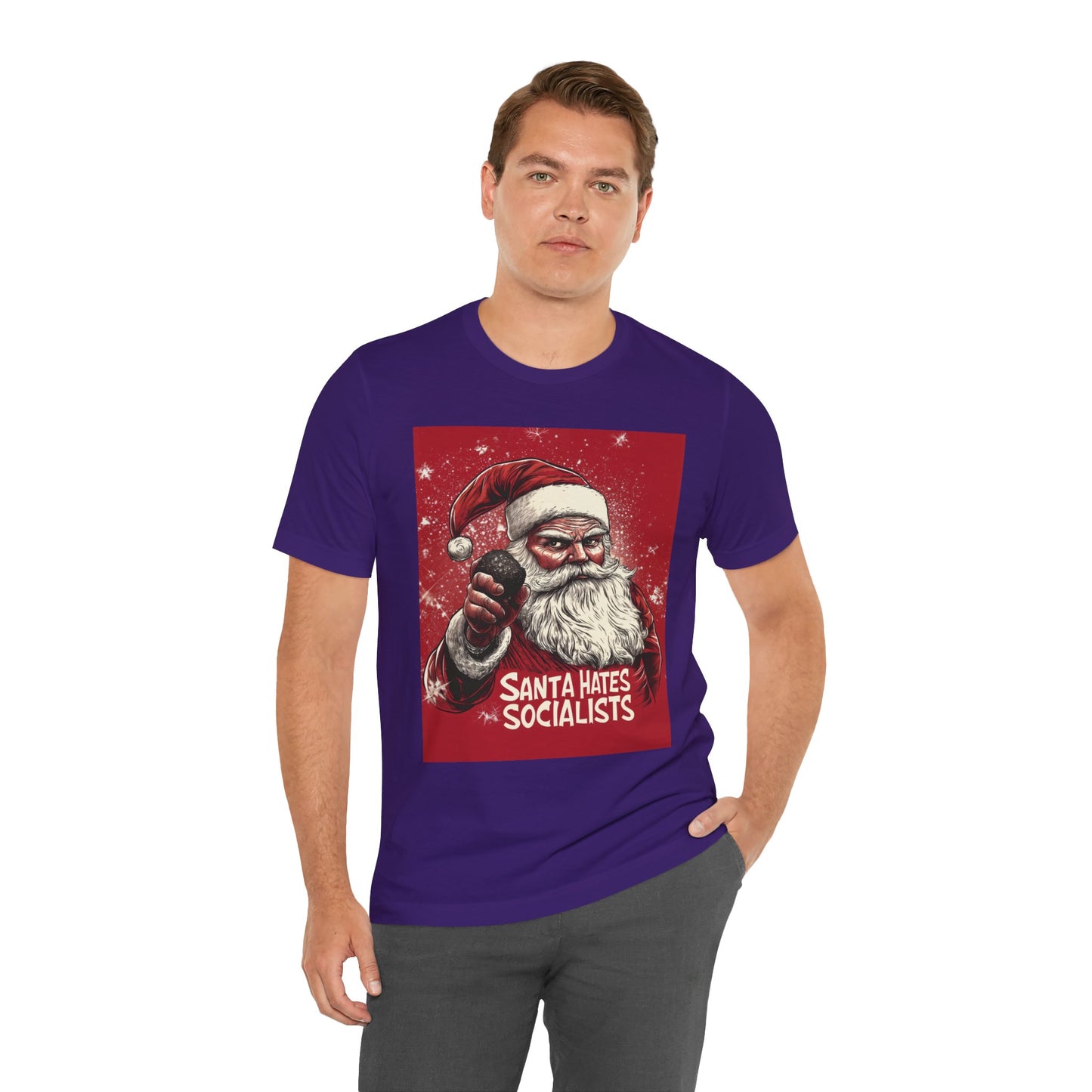 Santa Hates Socialists Unisex Jersey Short Sleeve Tee