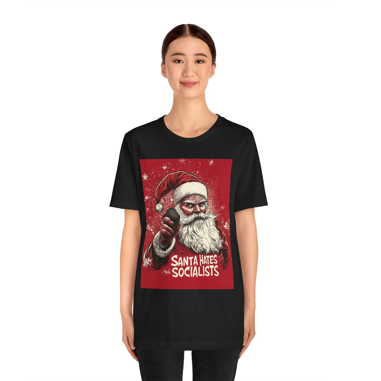 Santa Hates Socialists Unisex Jersey Short Sleeve Tee