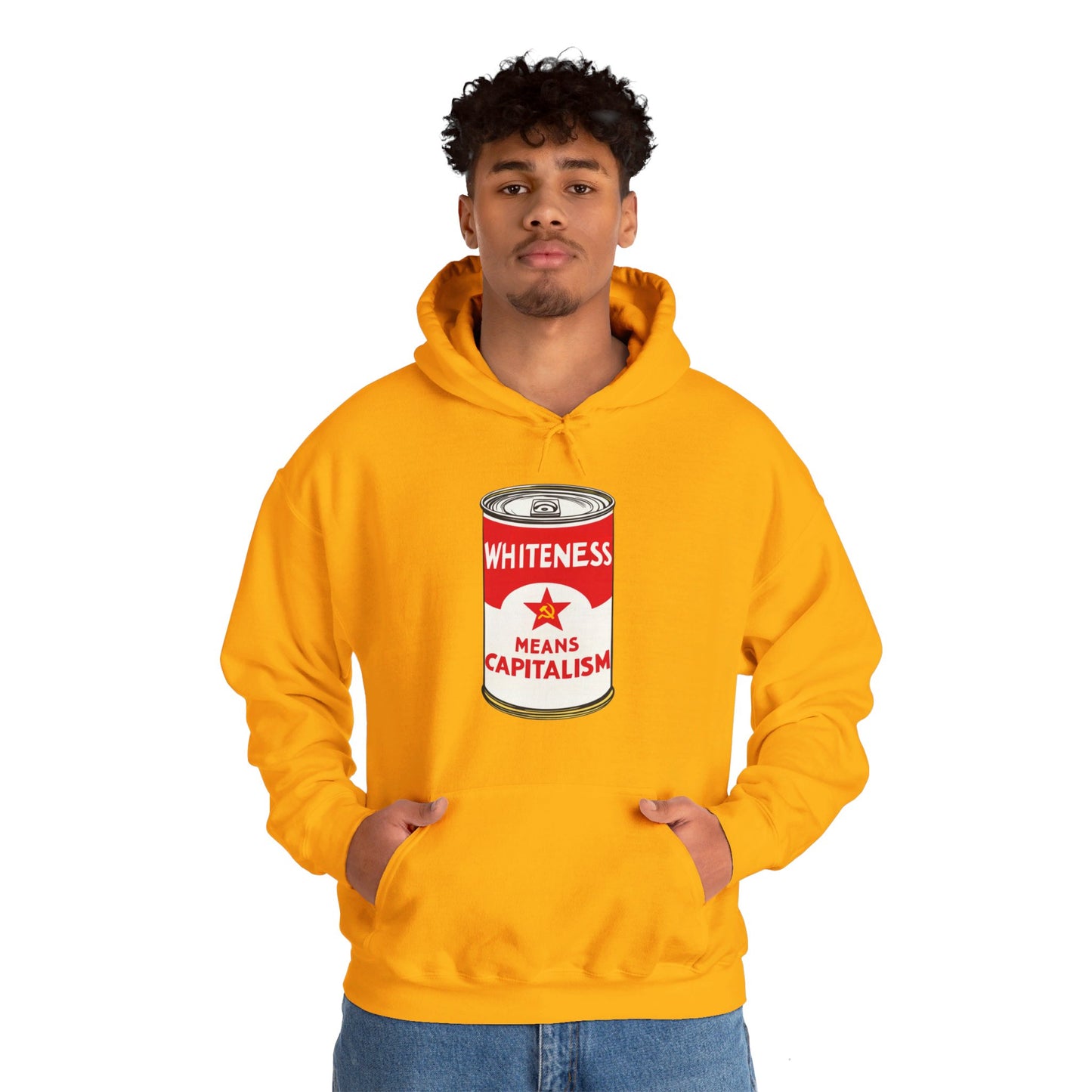 Whiteness Means Capitalism Soup Can Unisex Heavy Blend™ Hooded Sweatshirt