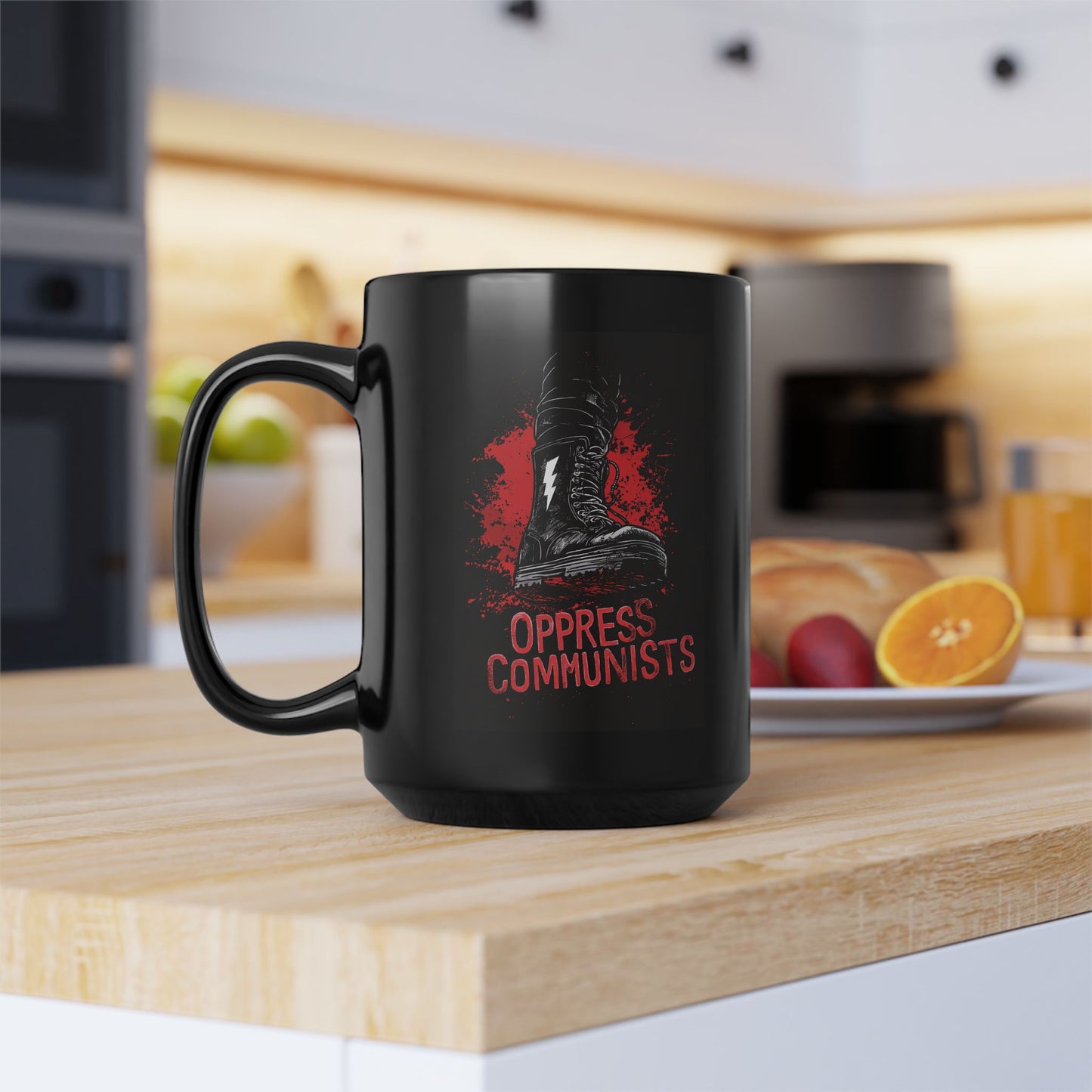 Oppress Communists Black Mug (15oz)