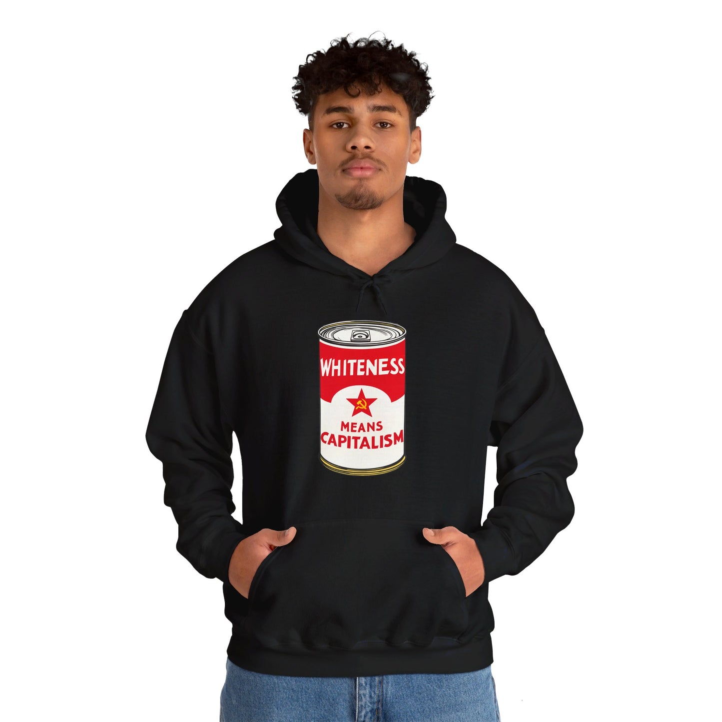 Whiteness Means Capitalism Soup Can Unisex Heavy Blend™ Hooded Sweatshirt