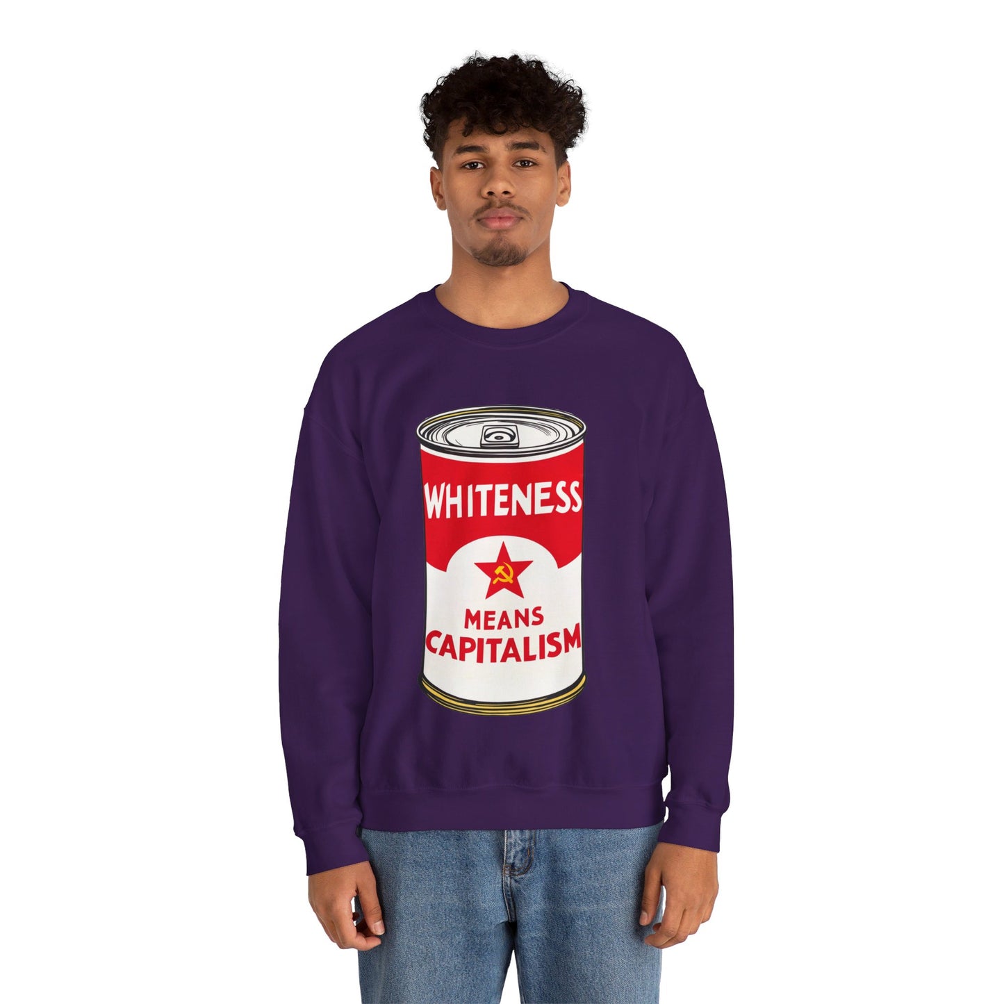 Whiteness Means Capitalism Soup Can Unisex Heavy Blend™ Crewneck Sweatshirt