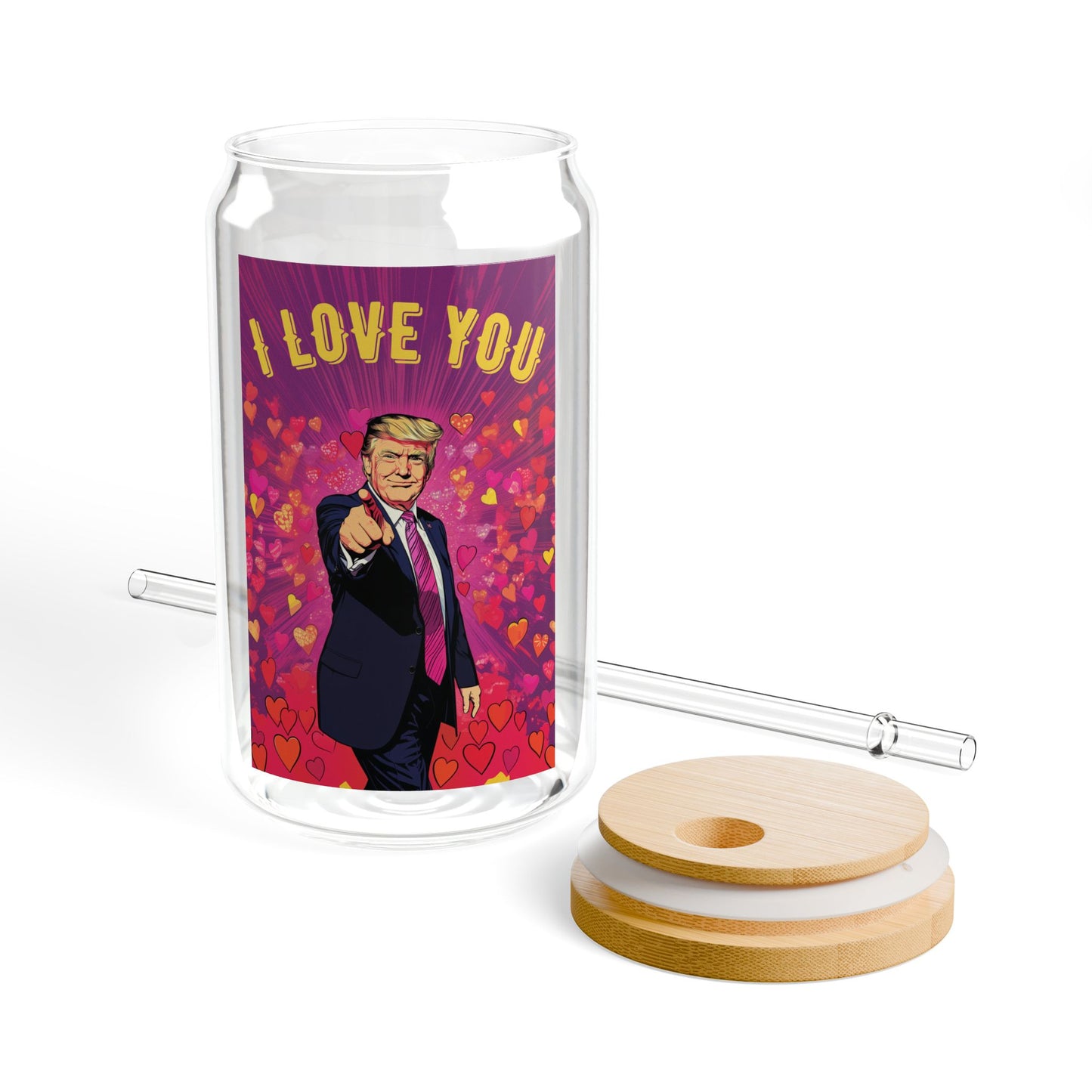 Donald Trump 'I Love You' Valentine's Day Sipper Glass, 16oz