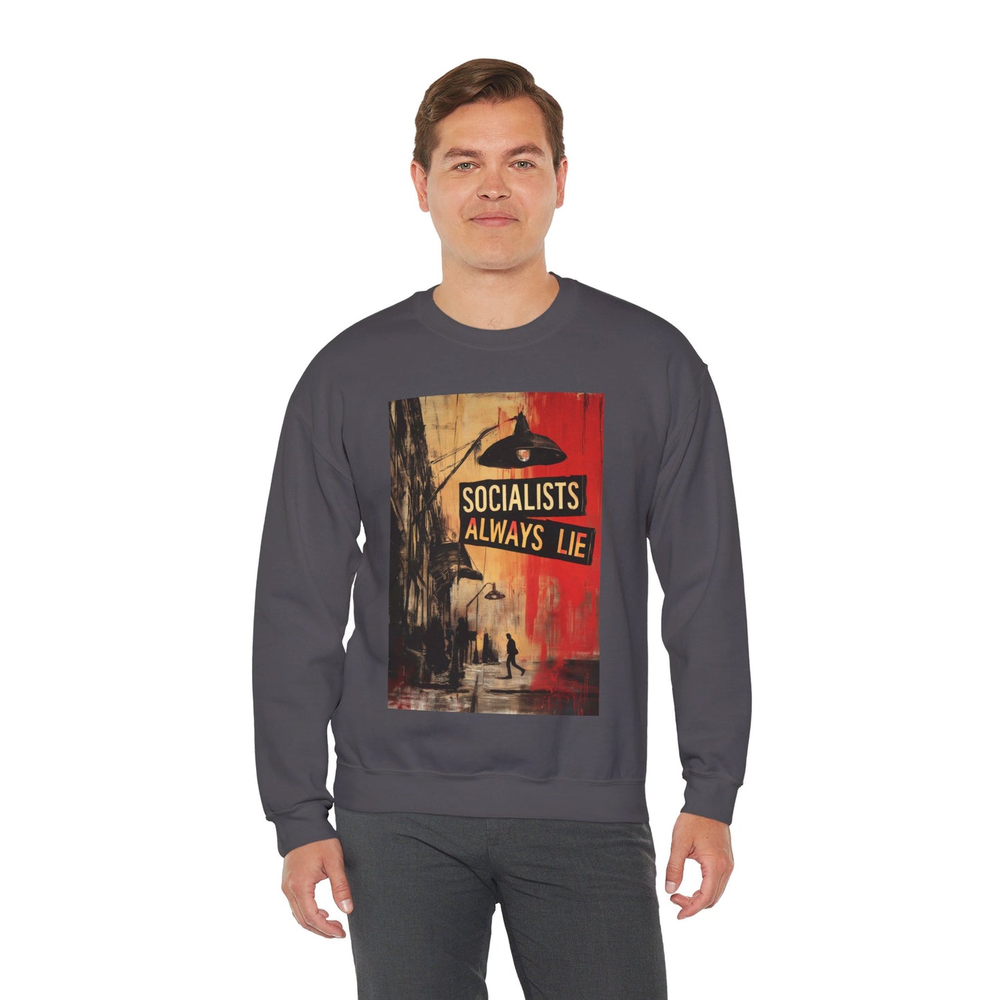 Socialists Always Lie - City Scene, Unisex Heavy Blend™ Crewneck Sweatshirt