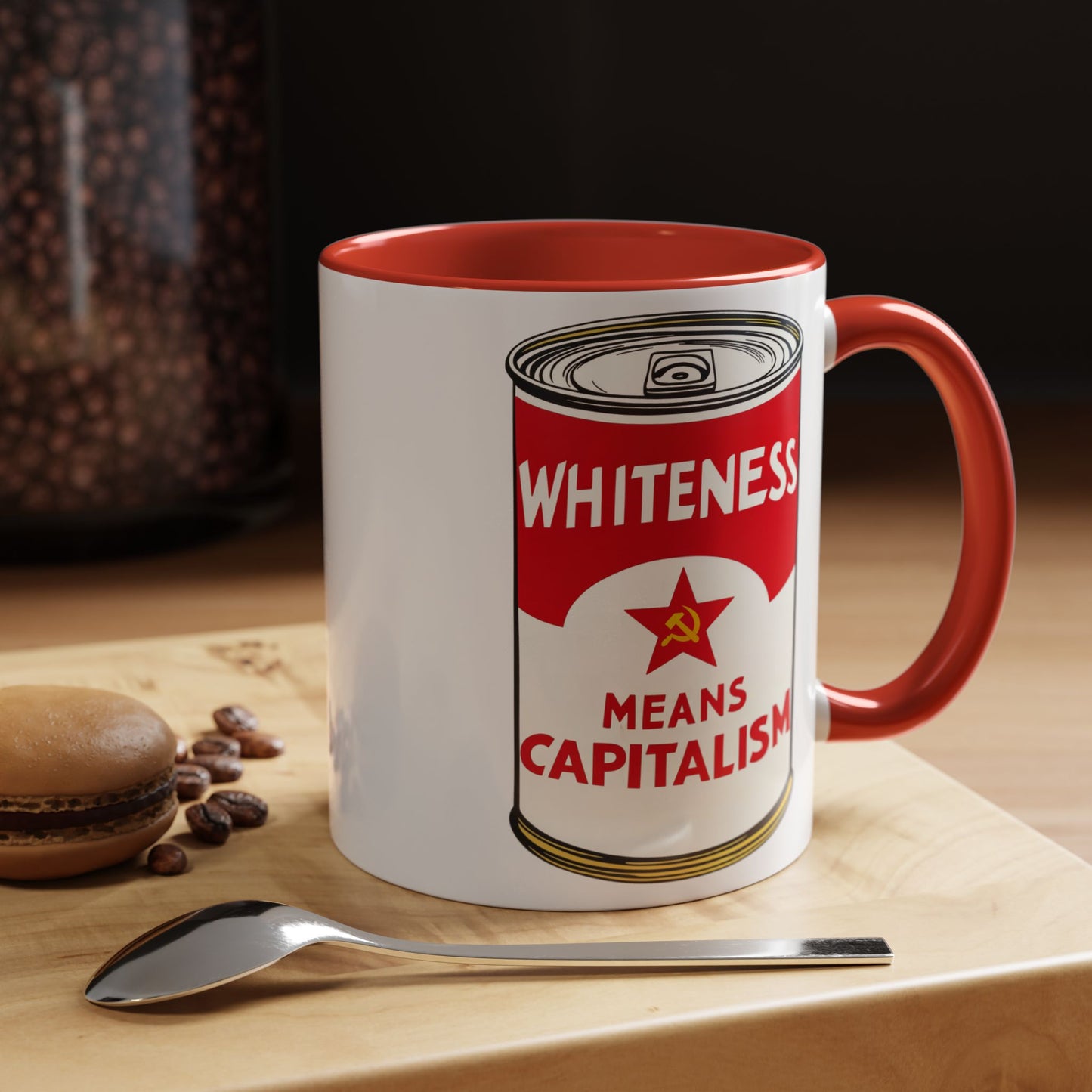 Whiteness Means Capitalism Soup Can Accent Coffee Mug (11 or 15oz)