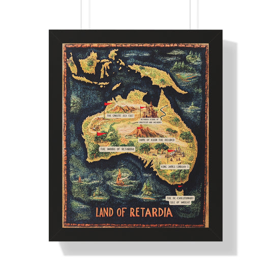 The Map of the Land of Retardia Framed Vertical Poster