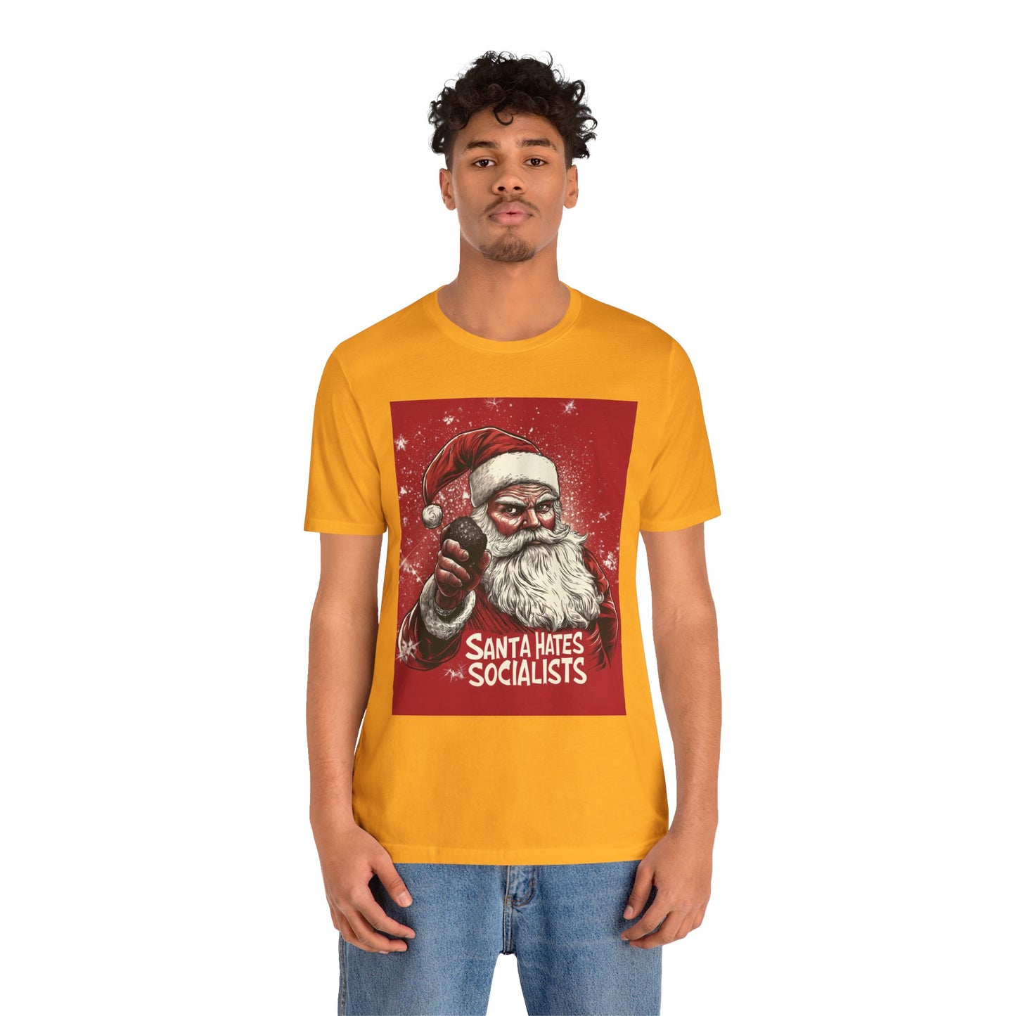 Santa Hates Socialists Unisex Jersey Short Sleeve Tee