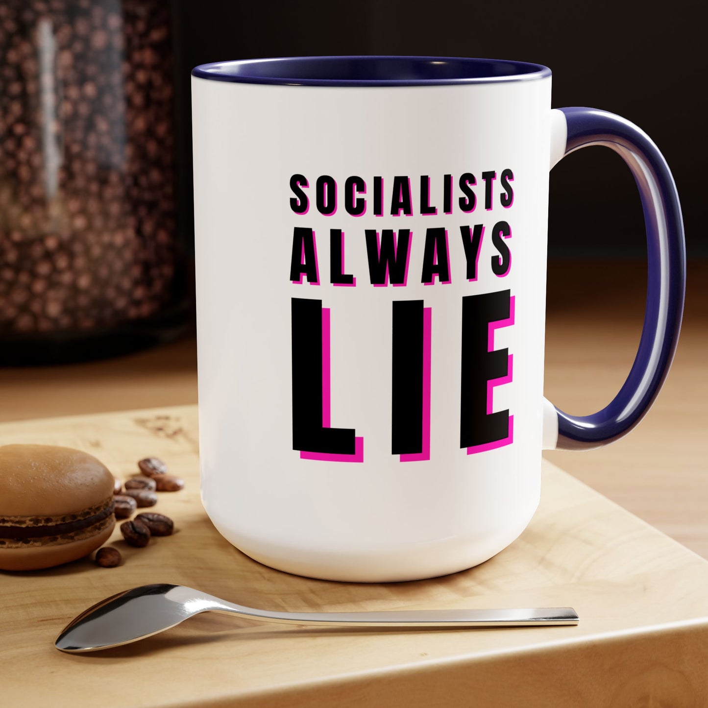 Socialists Always Lie Two-Tone Coffee Mugs, 15oz