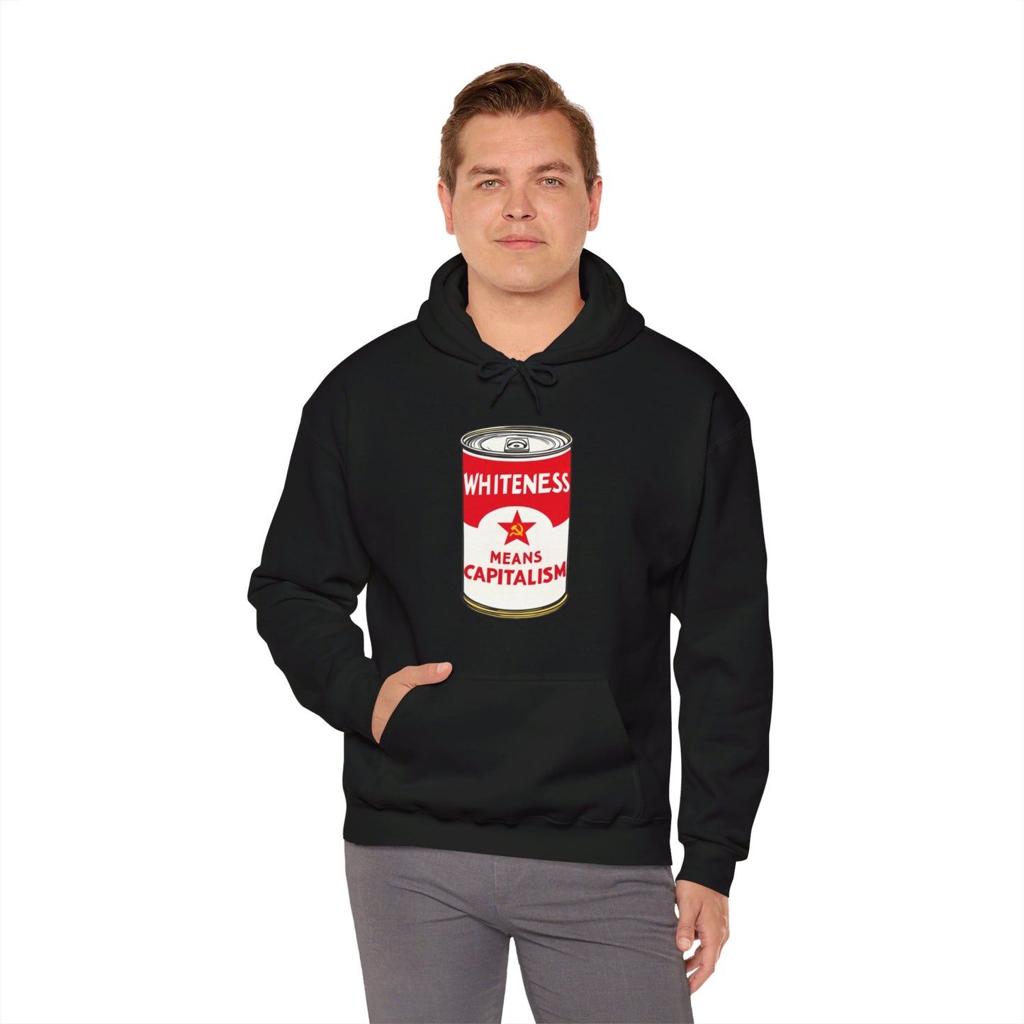 Whiteness Means Capitalism Soup Can Unisex Heavy Blend™ Hooded Sweatshirt