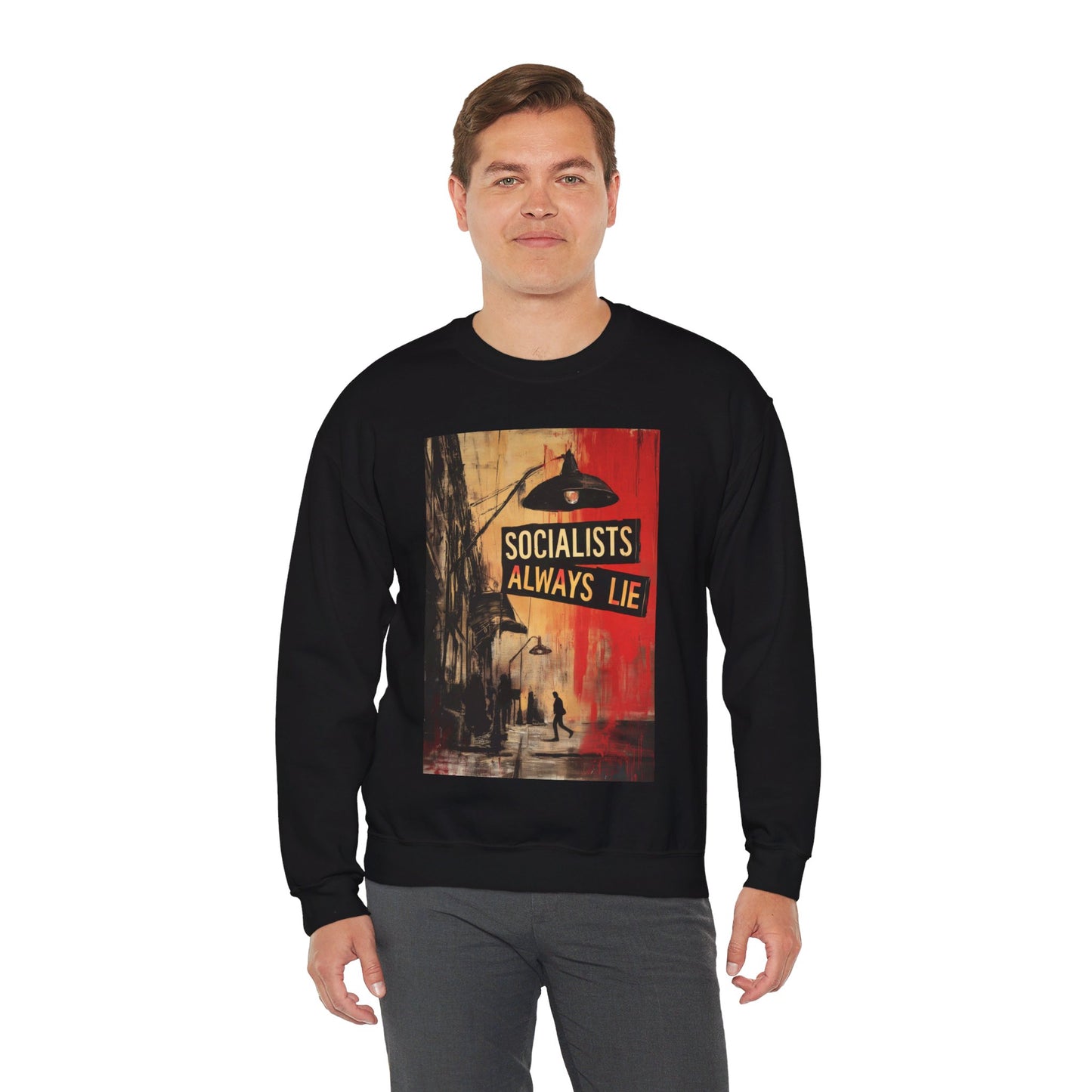 Socialists Always Lie - City Scene, Unisex Heavy Blend™ Crewneck Sweatshirt