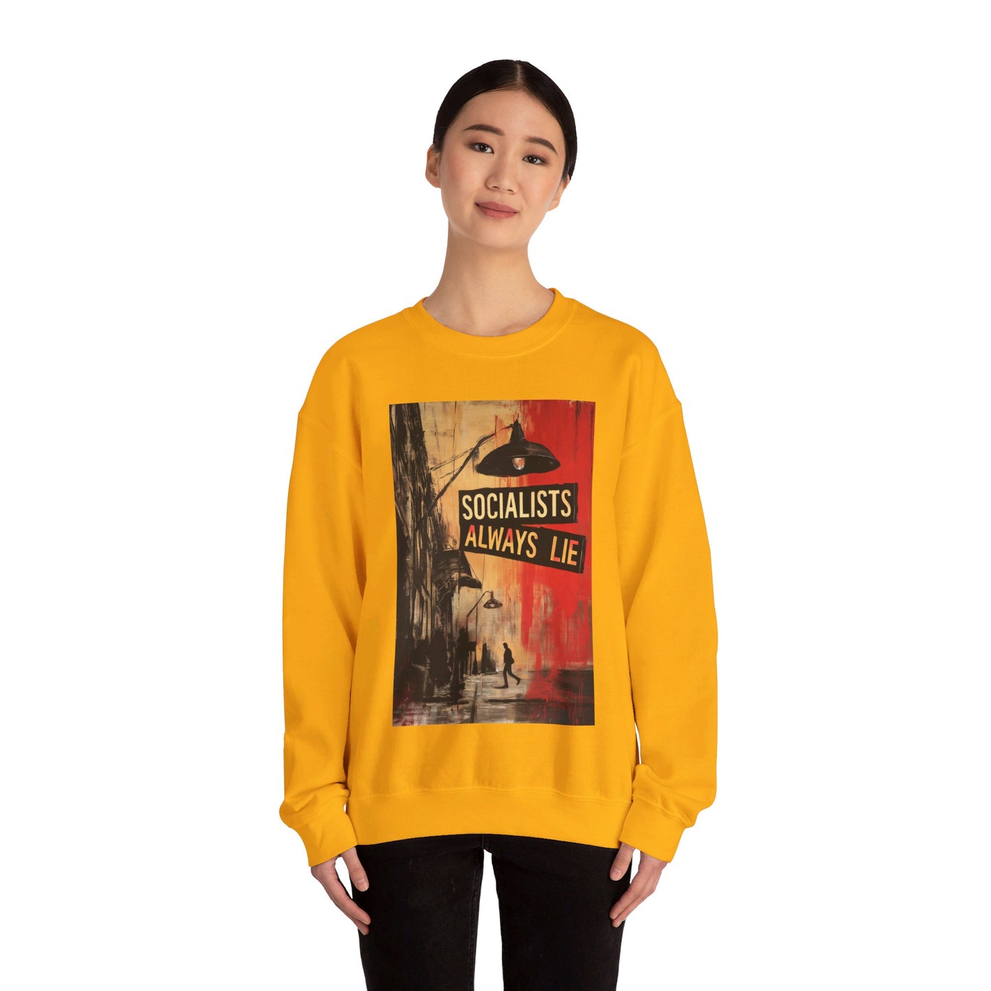 Socialists Always Lie - City Scene, Unisex Heavy Blend™ Crewneck Sweatshirt