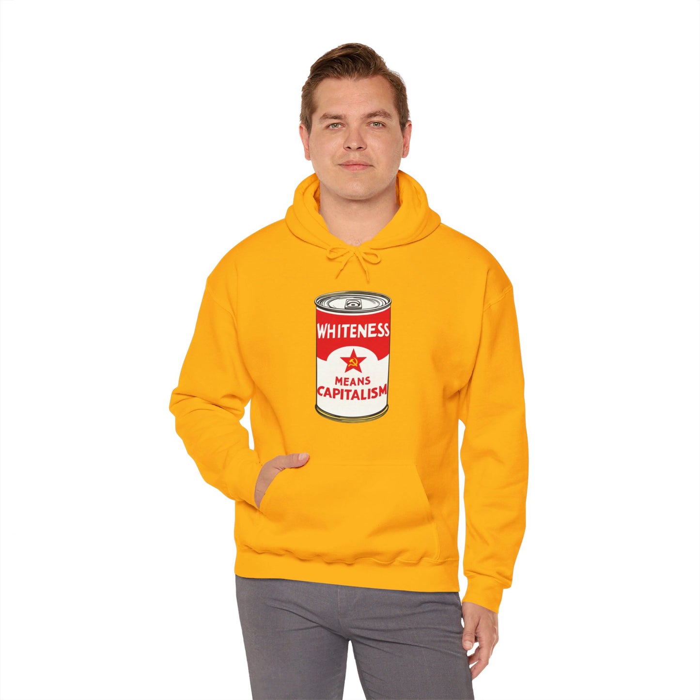 Whiteness Means Capitalism Soup Can Unisex Heavy Blend™ Hooded Sweatshirt