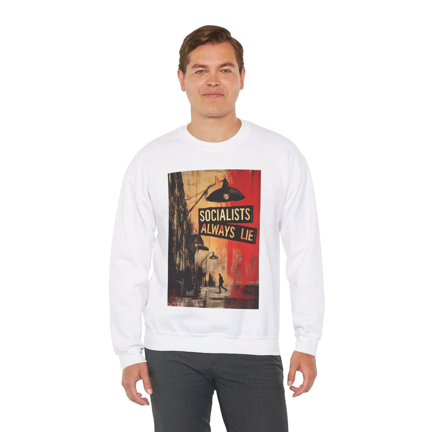 Socialists Always Lie - City Scene, Unisex Heavy Blend™ Crewneck Sweatshirt