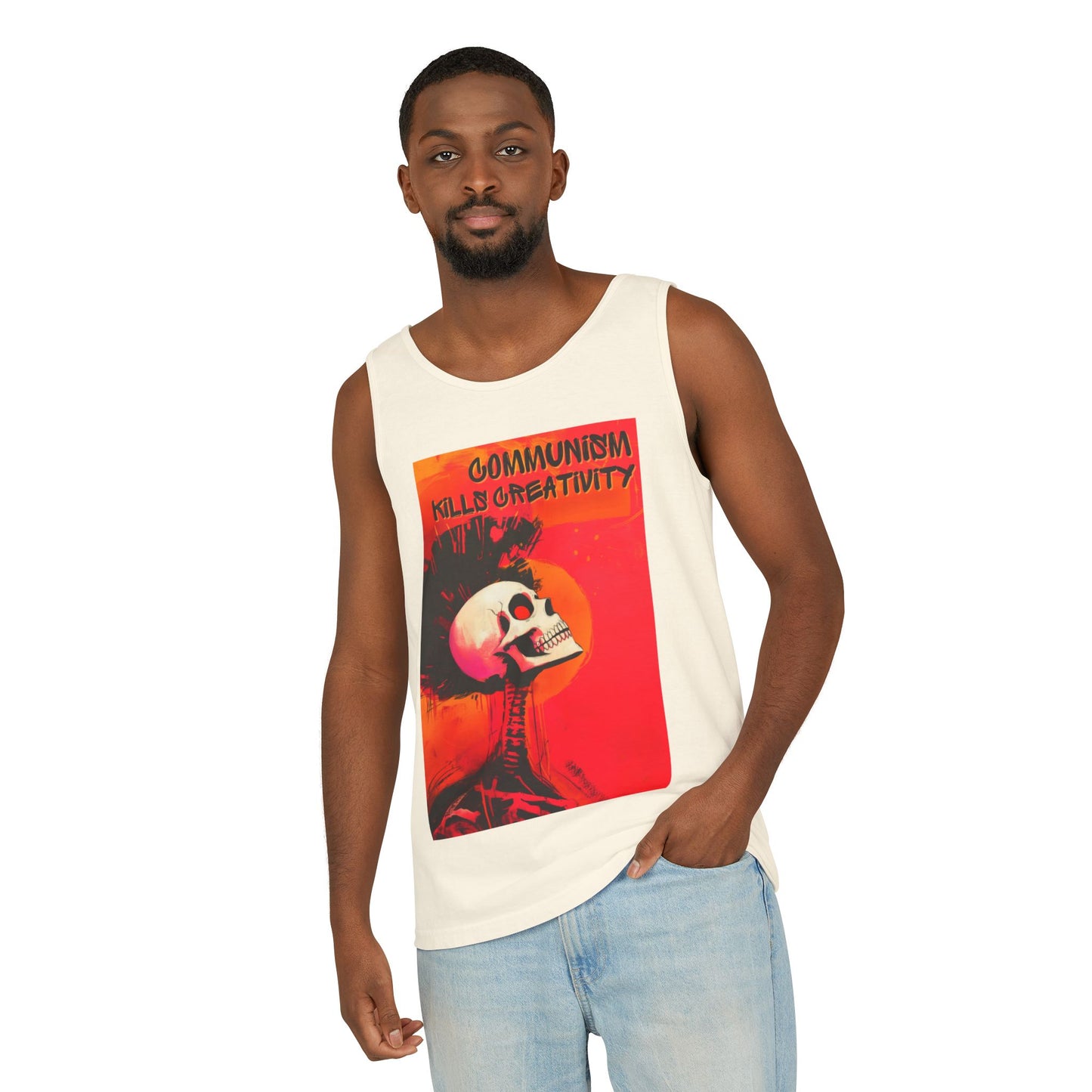 Communism Kills Creativity Unisex Garment-Dyed Tank Top