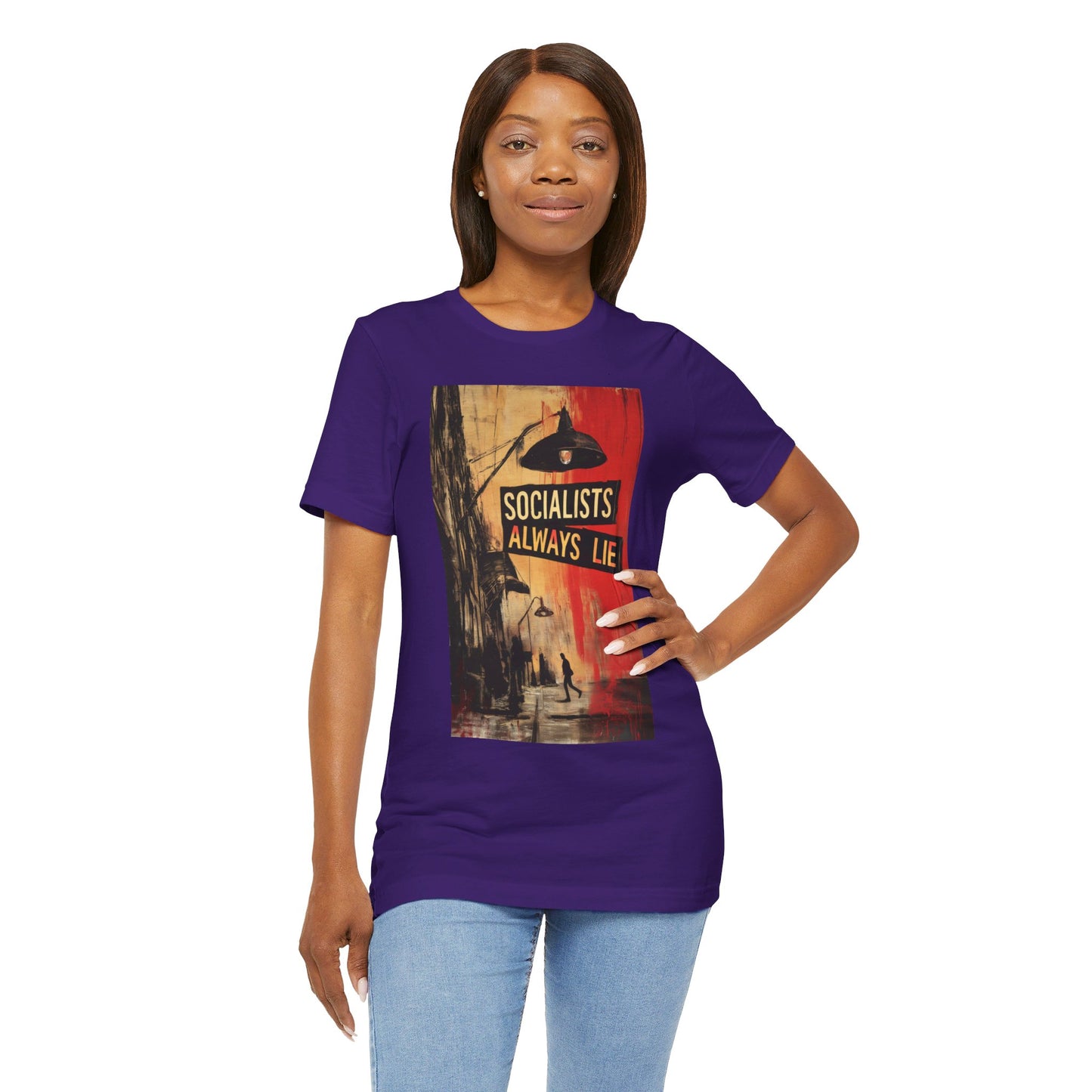 Socialists Always Lie - City Scene, Unisex Jersey Short Sleeve Tee