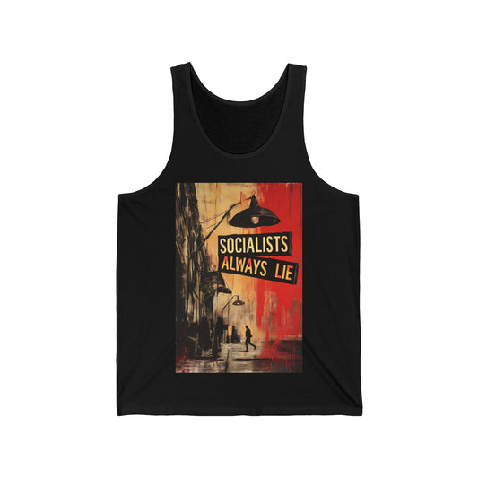 Socialists Always Lie - City Scene, Unisex Jersey Tank