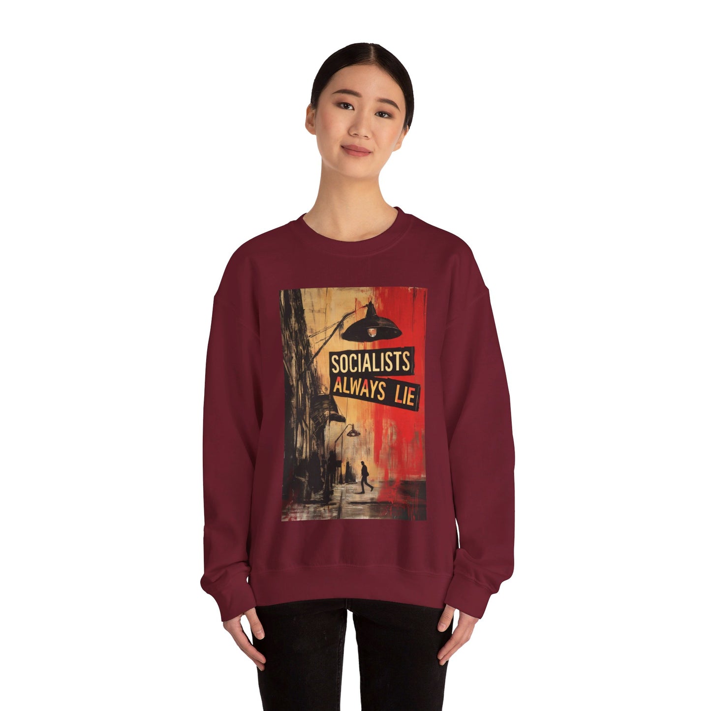 Socialists Always Lie - City Scene, Unisex Heavy Blend™ Crewneck Sweatshirt