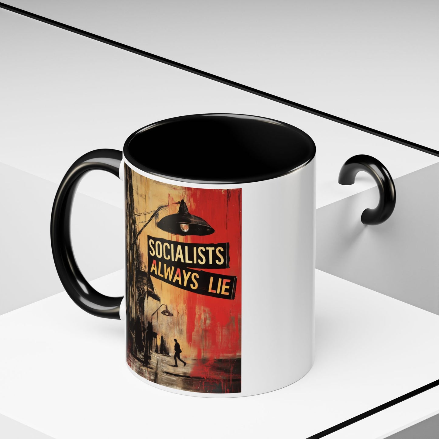 Socialists Always Lie - City Scene, Accent Coffee Mug (11or 15oz)