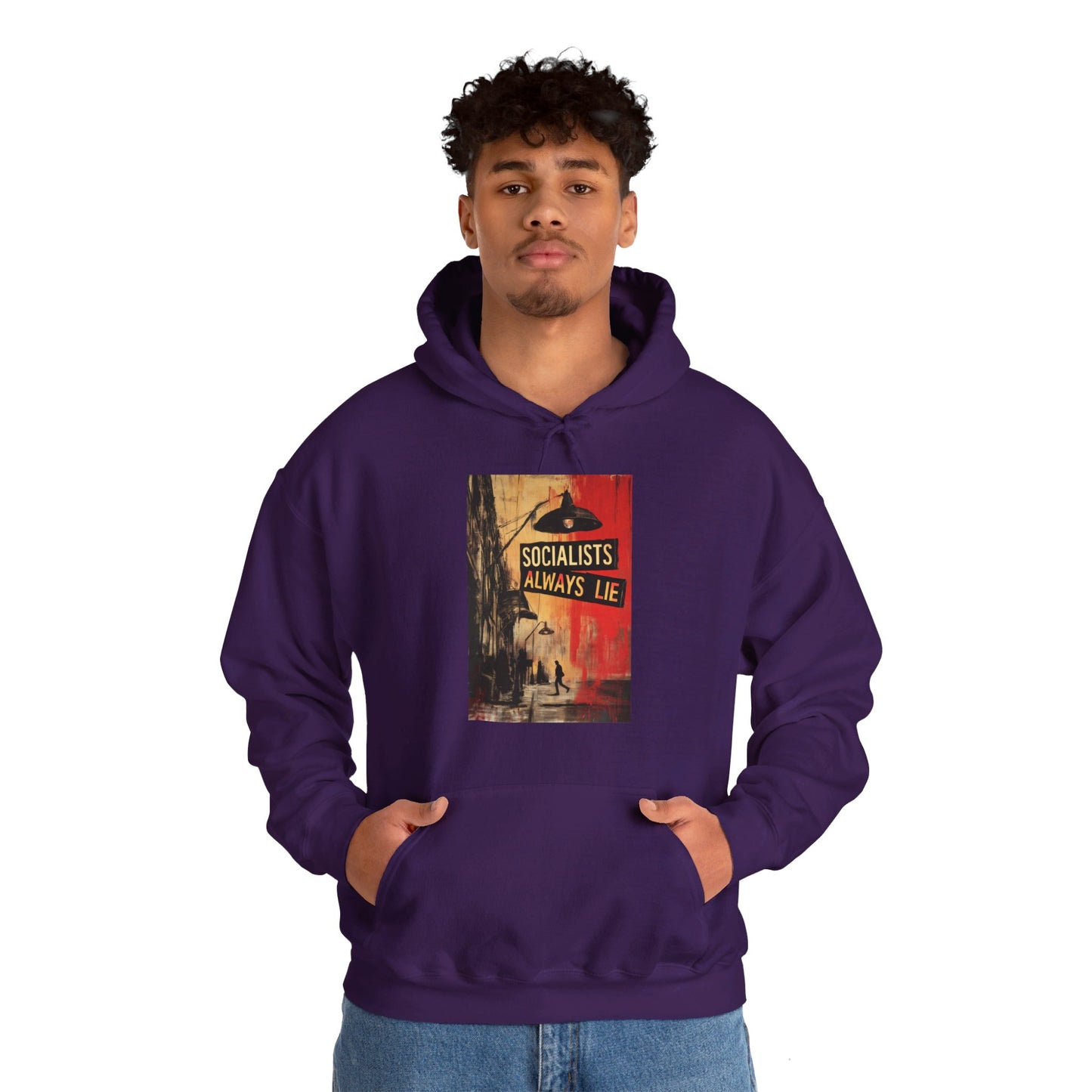 Socialists Always Lie - City Scene, Unisex Heavy Blend™ Hooded Sweatshirt