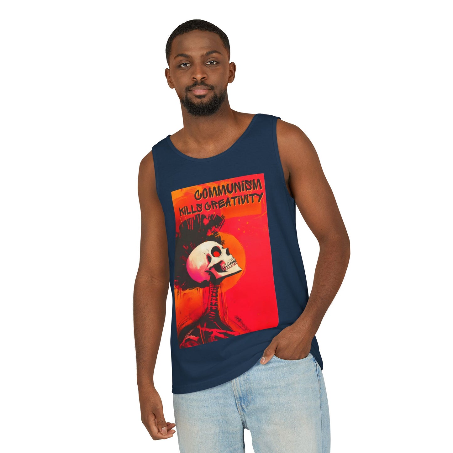 Communism Kills Creativity Unisex Garment-Dyed Tank Top