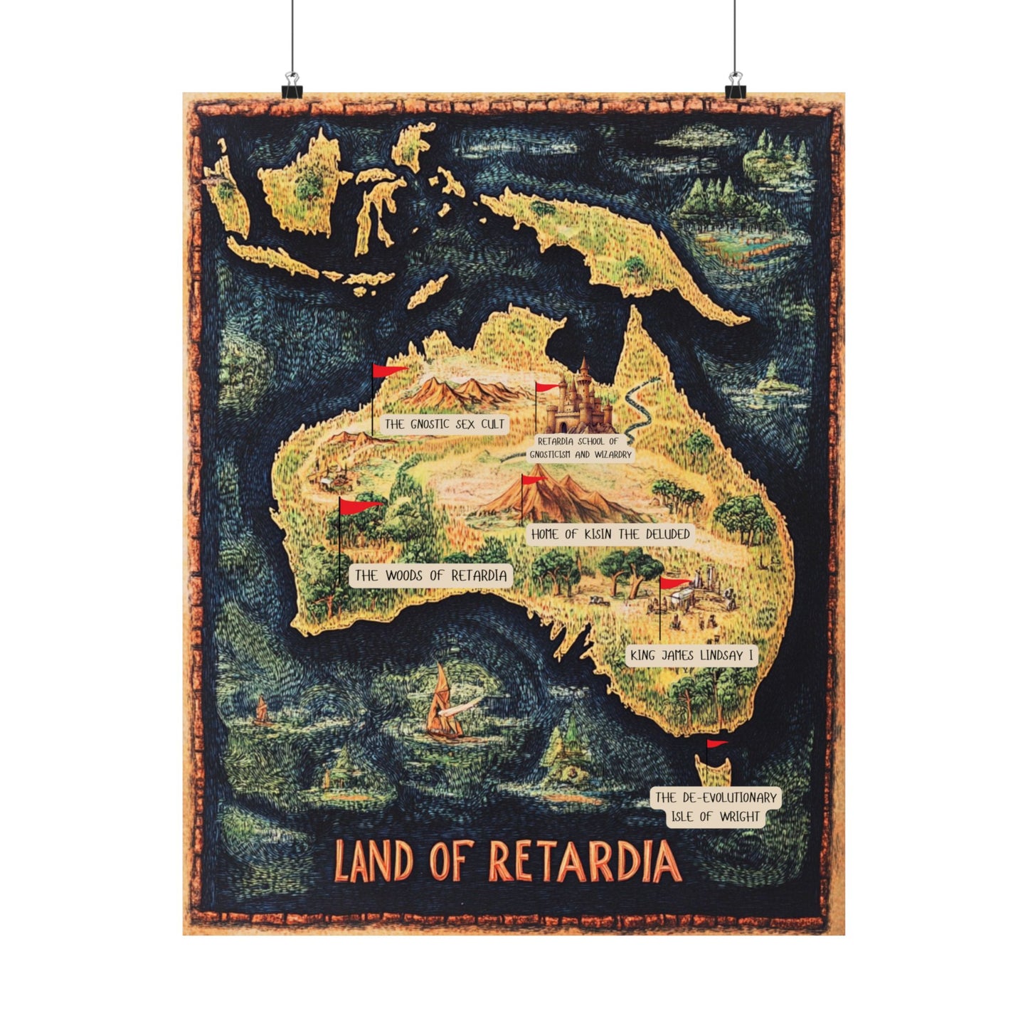 The Map of the Land of Retardia Matte Vertical Posters