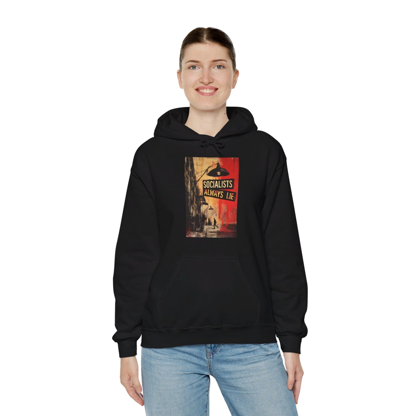 Socialists Always Lie - City Scene, Unisex Heavy Blend™ Hooded Sweatshirt