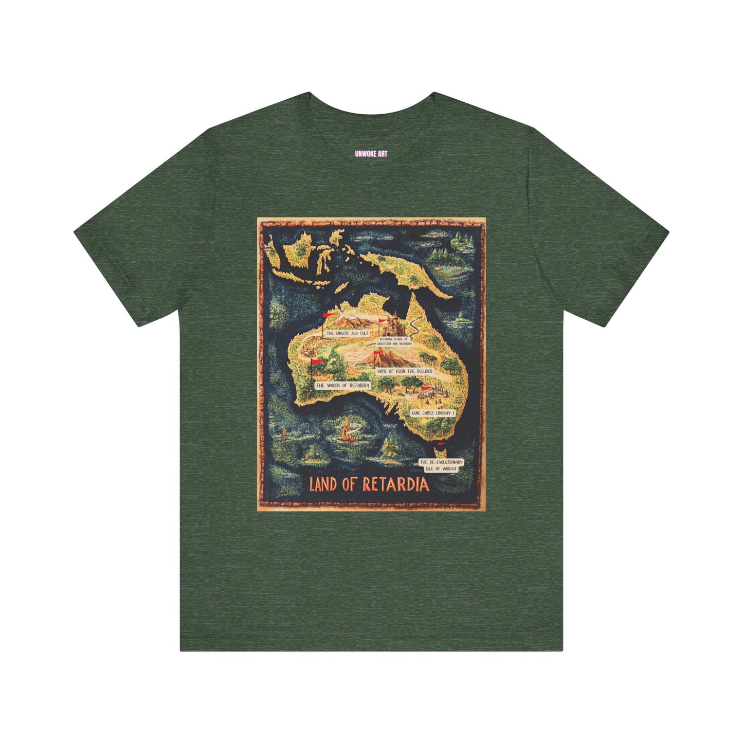 The Map of the Land of Retardia Unisex Jersey Short Sleeve Tee