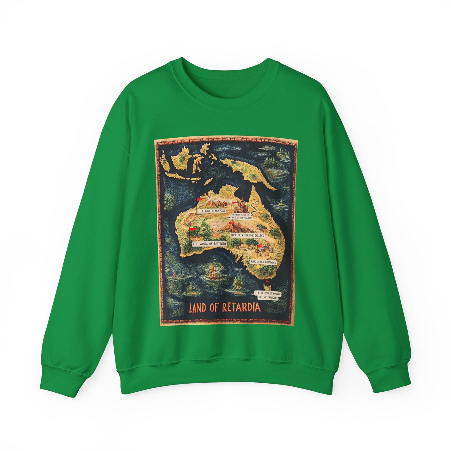 The Map of the Land of Retardia Unisex Heavy Blend™ Crewneck Sweatshirt