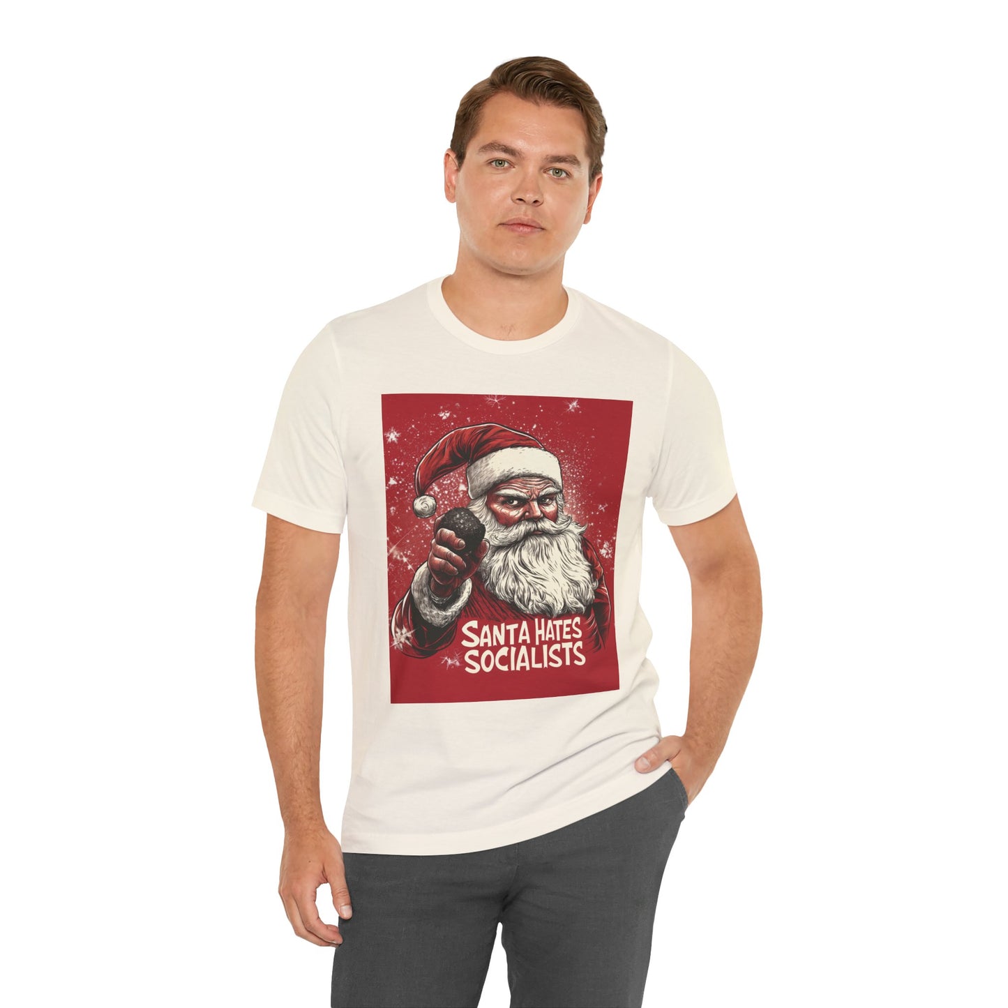 Santa Hates Socialists Unisex Jersey Short Sleeve Tee