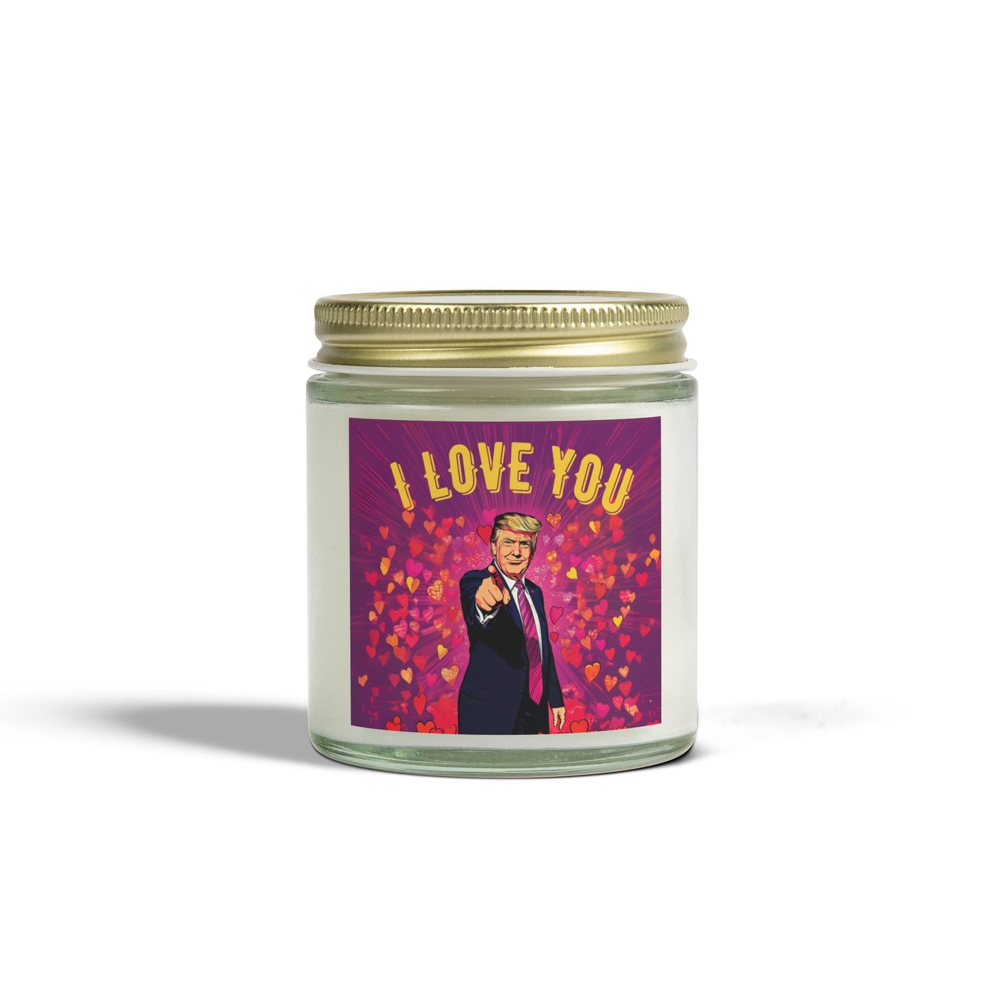 Donald Trump 'I Love You' Valentine's Day Scented Candles, Coconut Apricot Wax (4oz, 9oz)