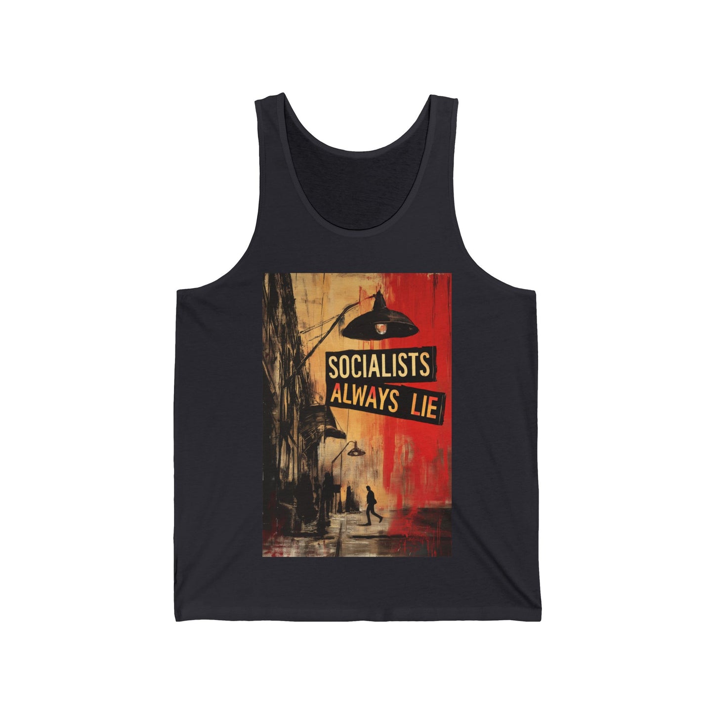 Socialists Always Lie - City Scene, Unisex Jersey Tank