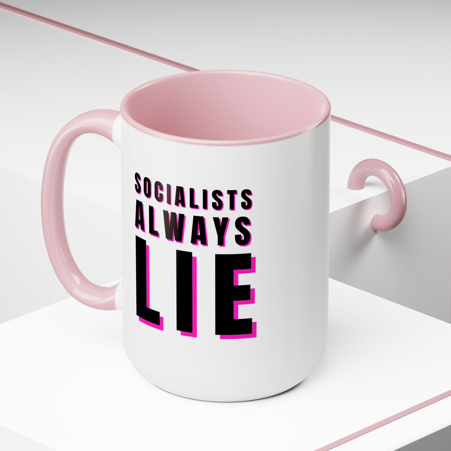 Socialists Always Lie Two-Tone Coffee Mugs, 15oz