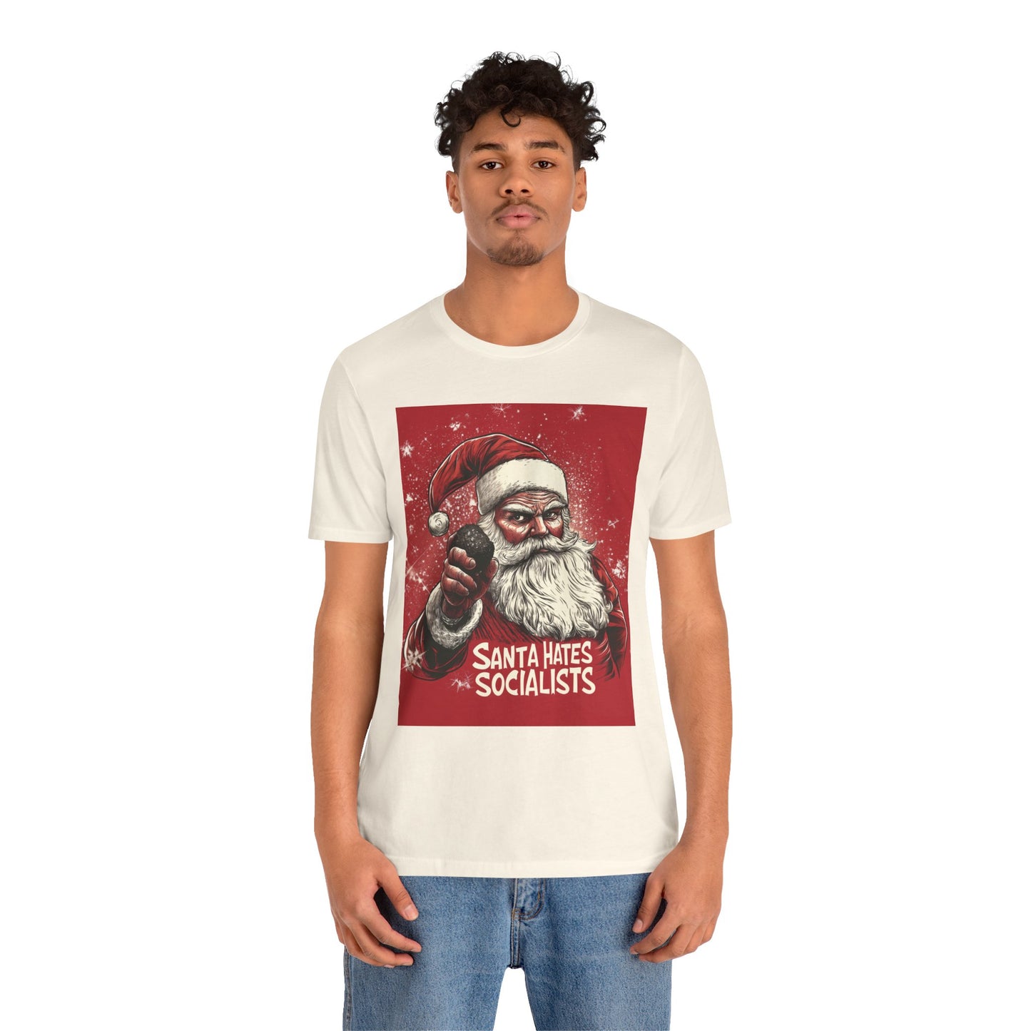 Santa Hates Socialists Unisex Jersey Short Sleeve Tee