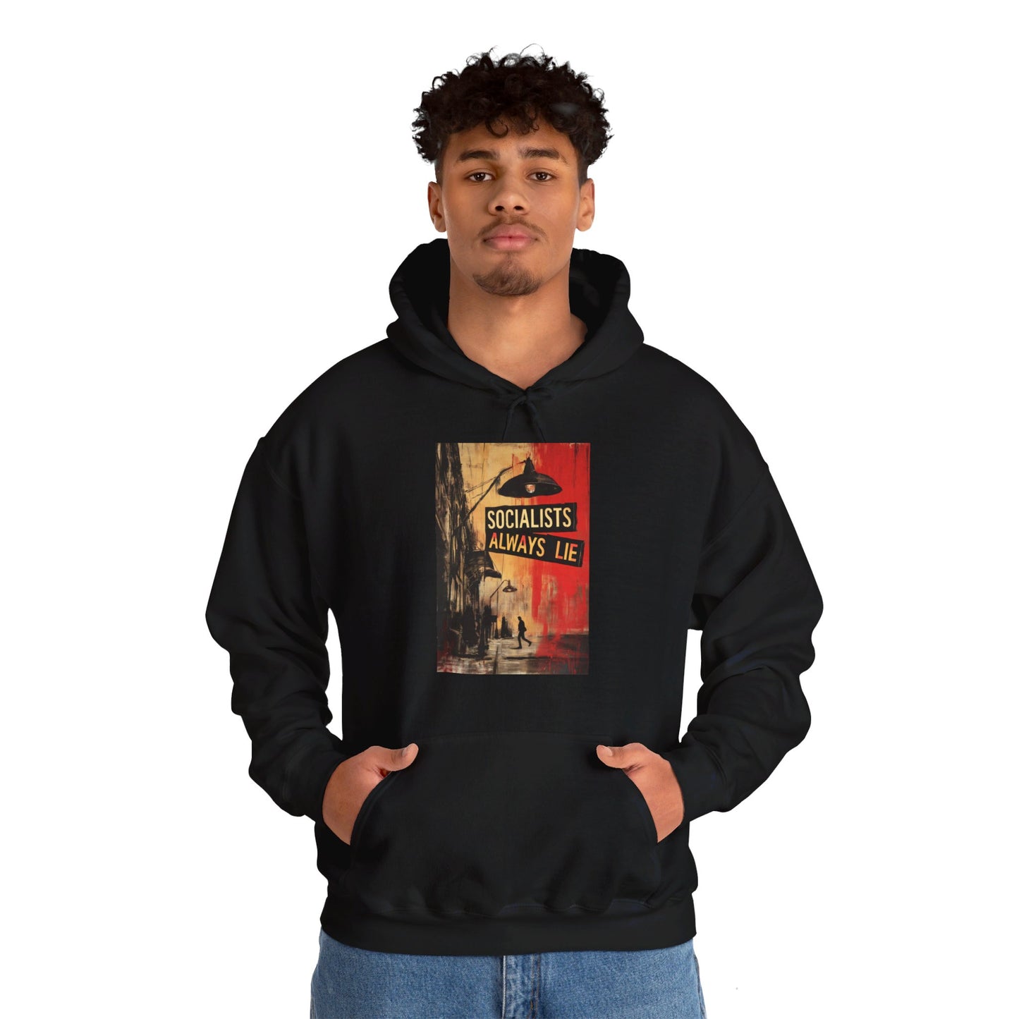 Socialists Always Lie - City Scene, Unisex Heavy Blend™ Hooded Sweatshirt