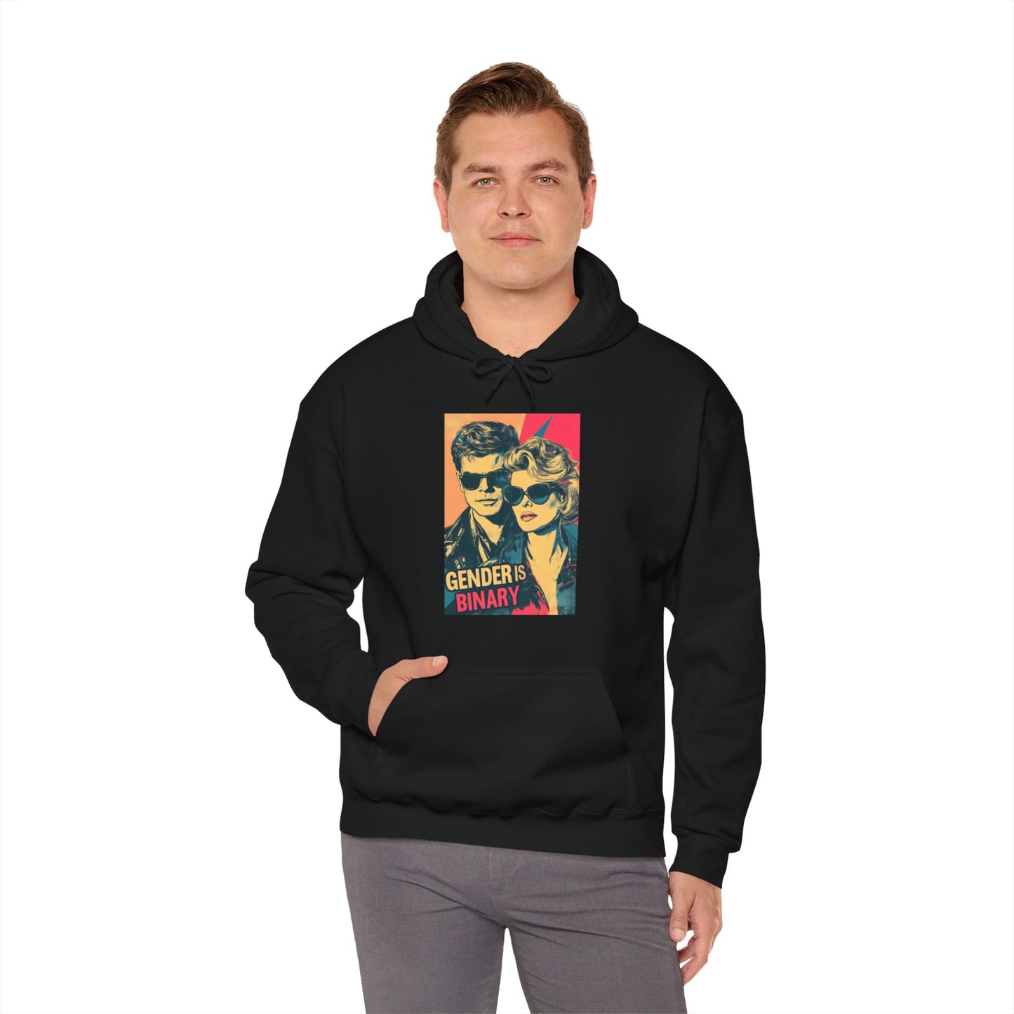 Gender Is Binary Unisex Heavy Blend™ Hooded Sweatshirt