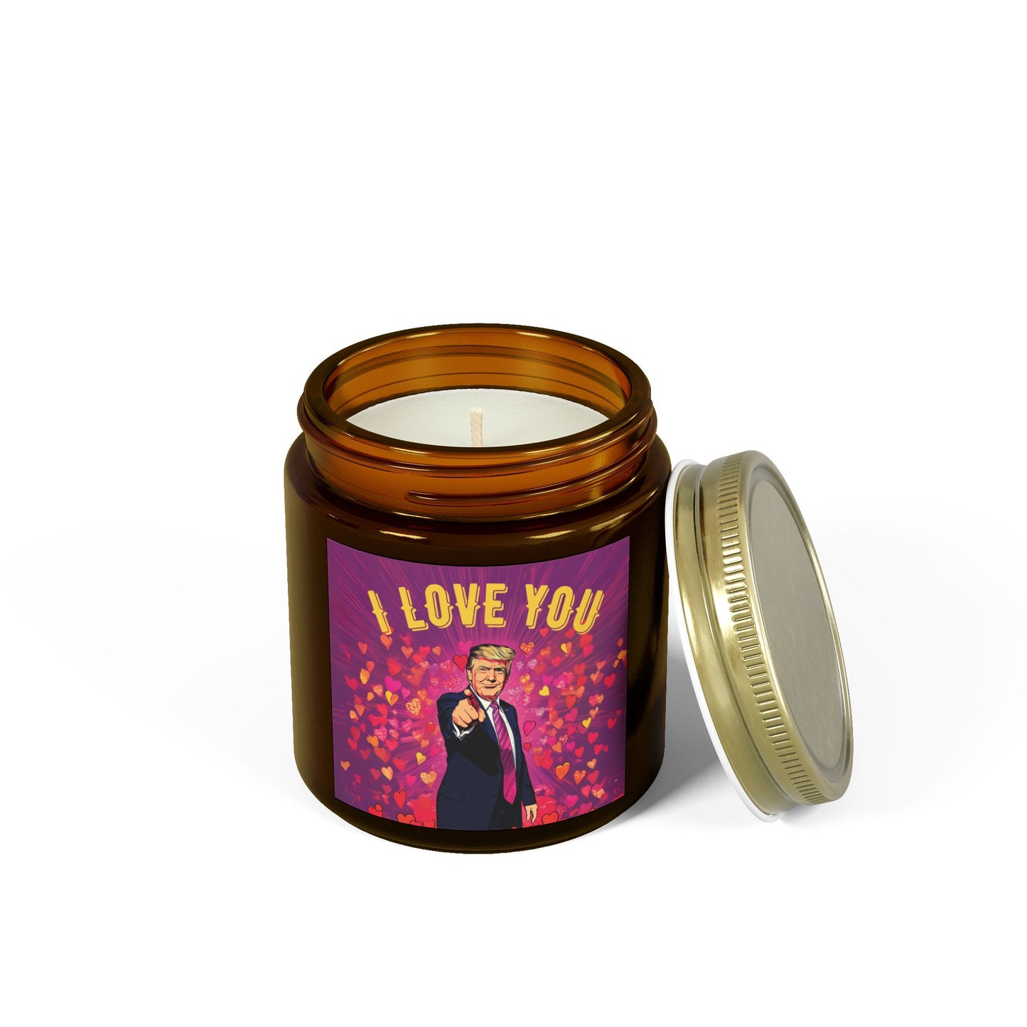 Donald Trump 'I Love You' Valentine's Day Scented Candles, Coconut Apricot Wax (4oz, 9oz)